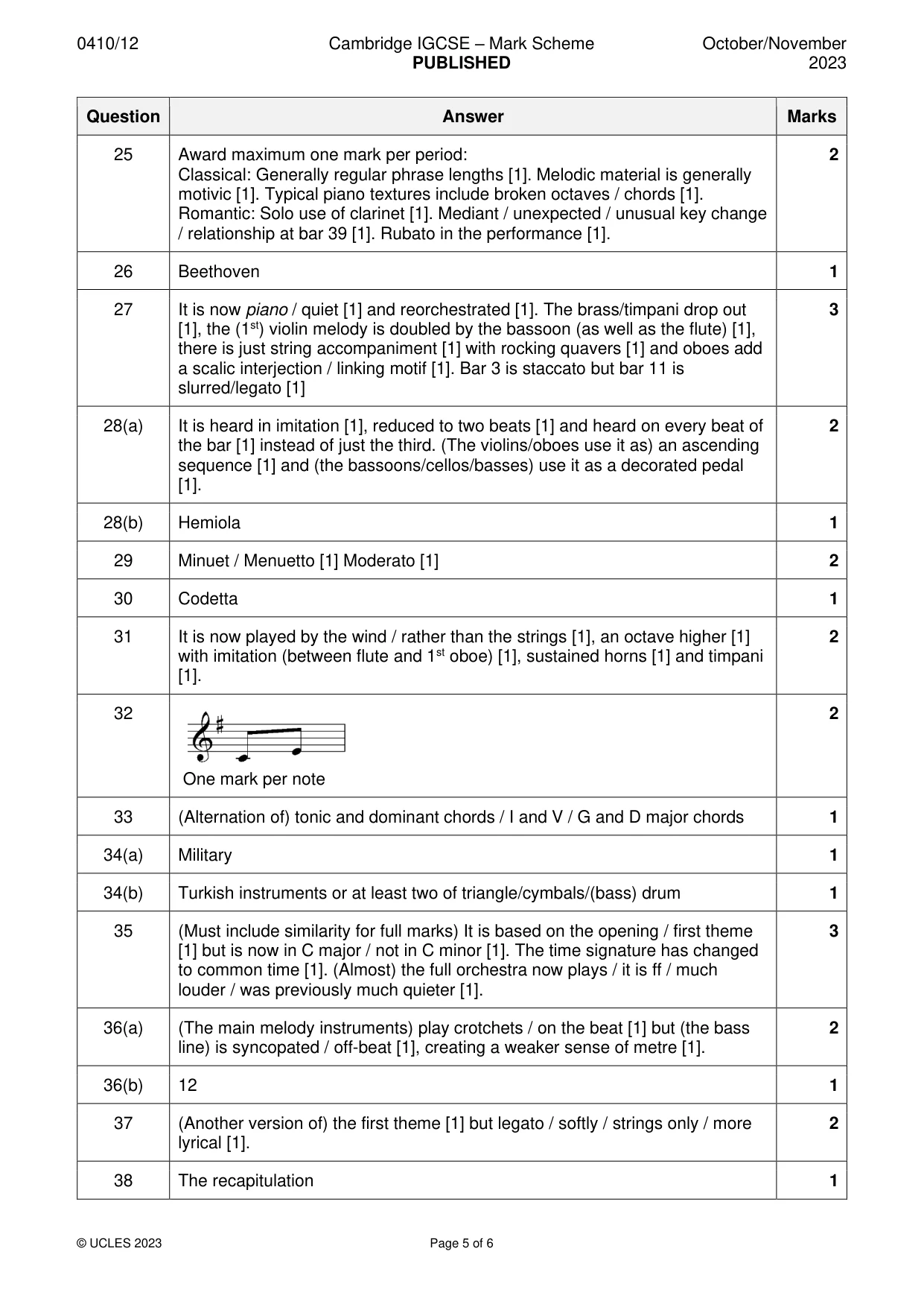 Mark scheme, page 5 of 6