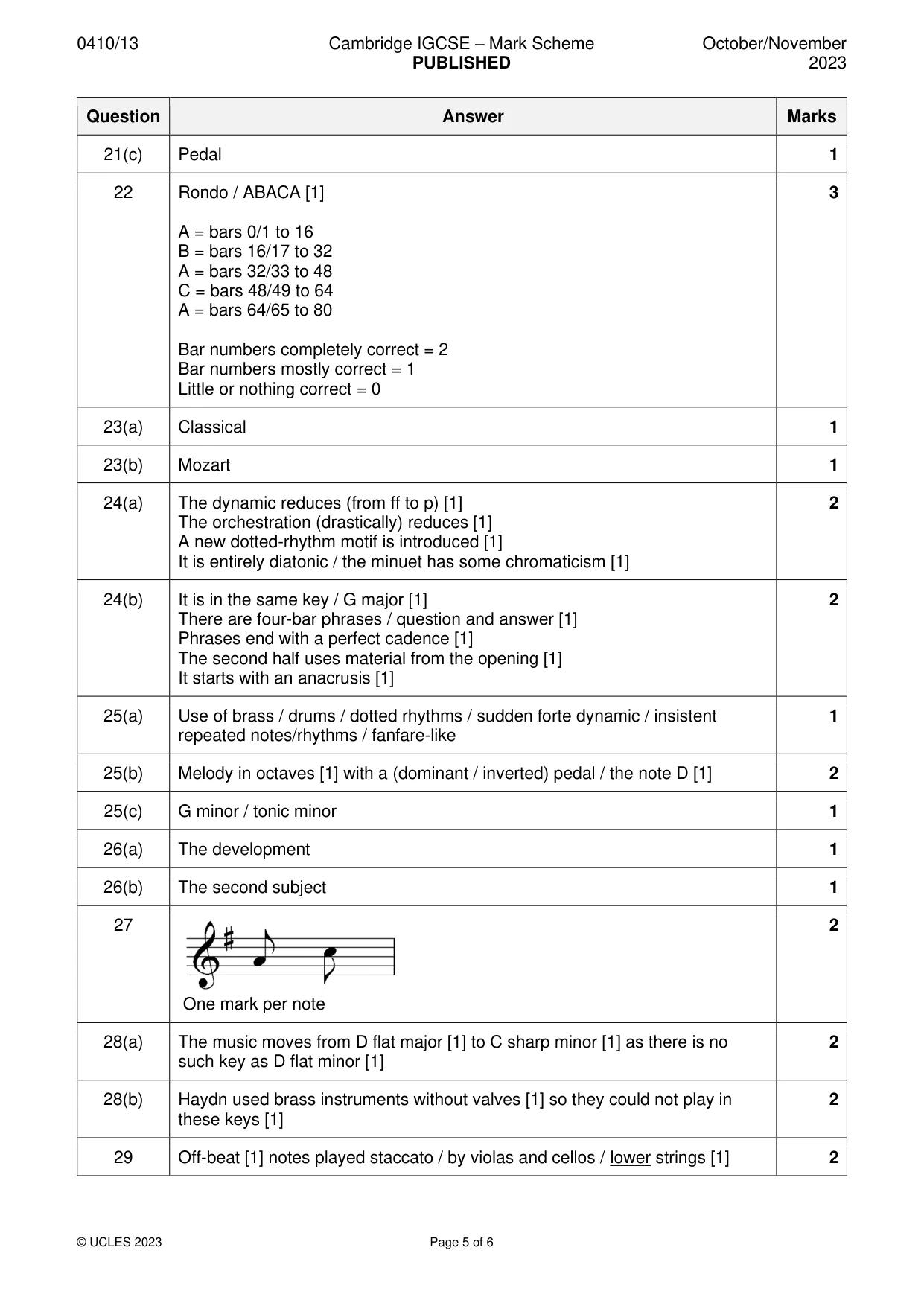 Mark scheme, page 5 of 6