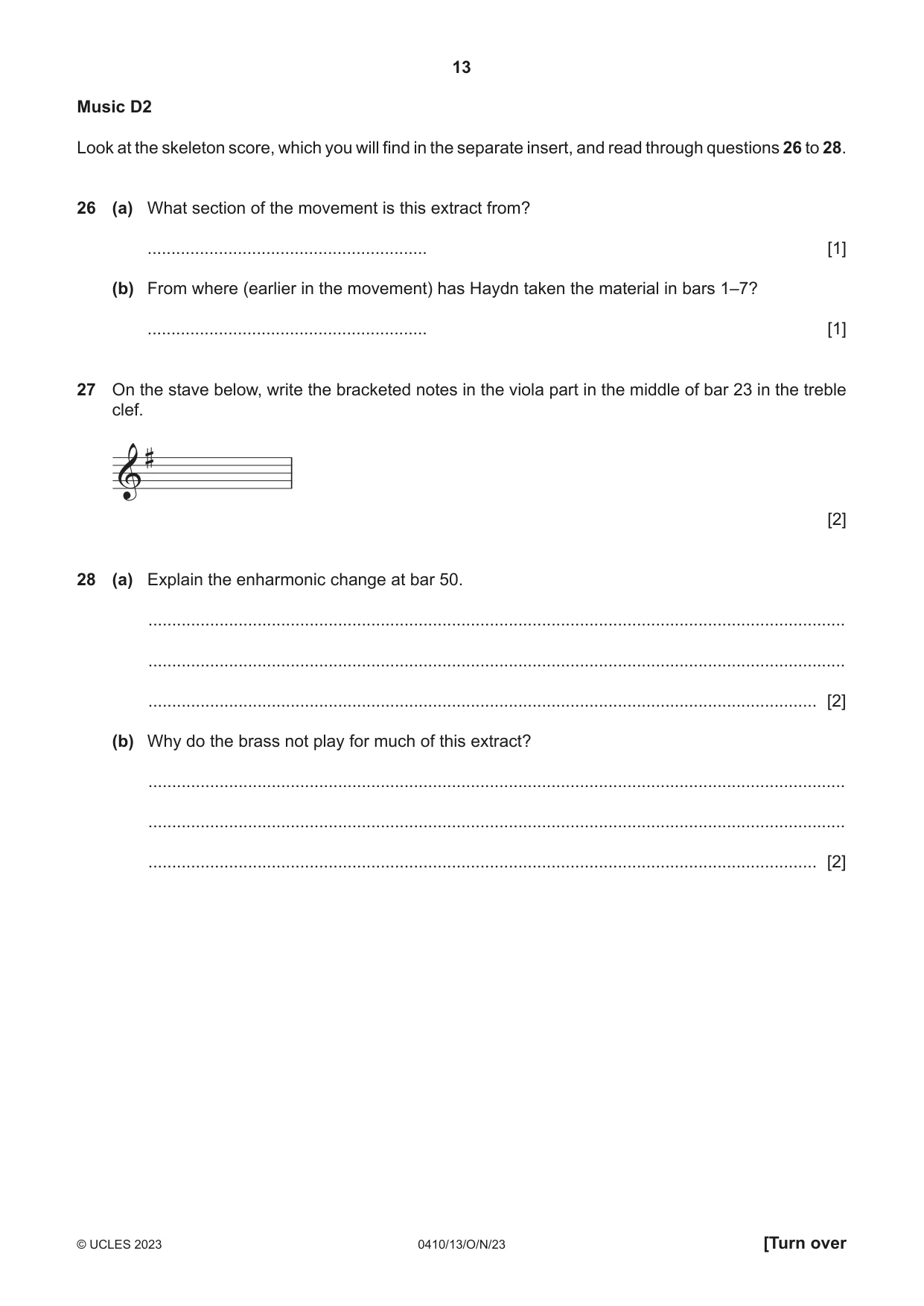 Cambridge IGCSE Music 0410 2023 Oct/Nov Paper 1 · Variant 3 question paper, page 13 of 16