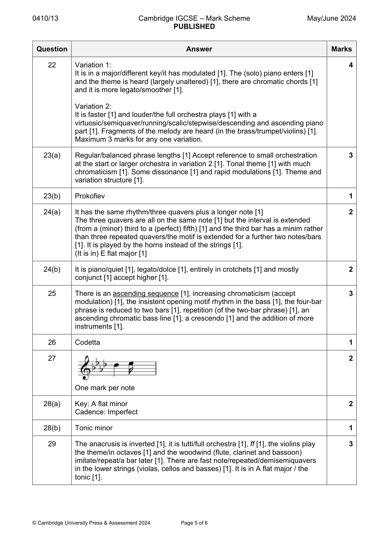 Mark scheme, page 5 of 6