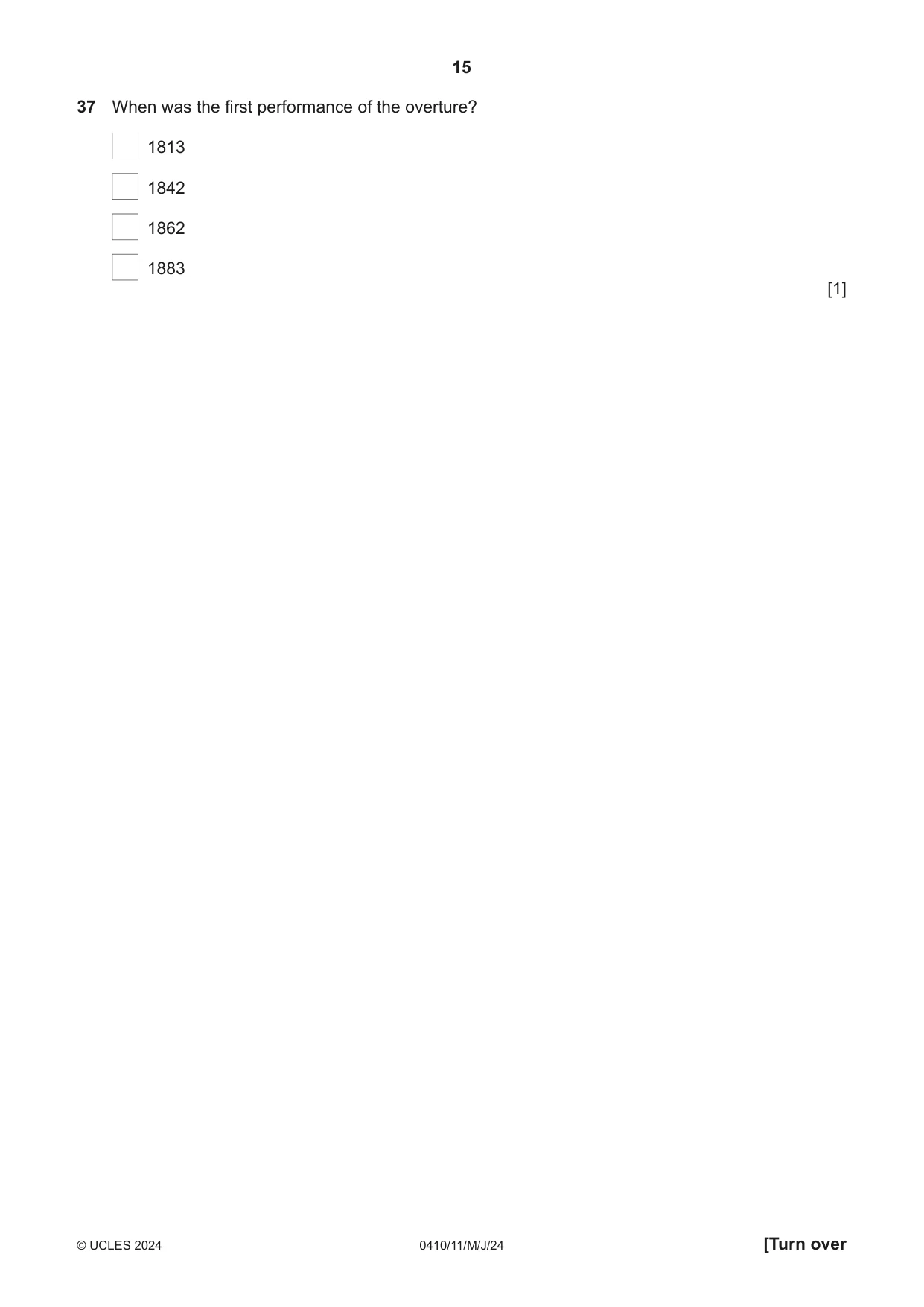 Cambridge IGCSE Music 0410 2024 May/June Paper 1 · Variant 1 question paper, page 15 of 16