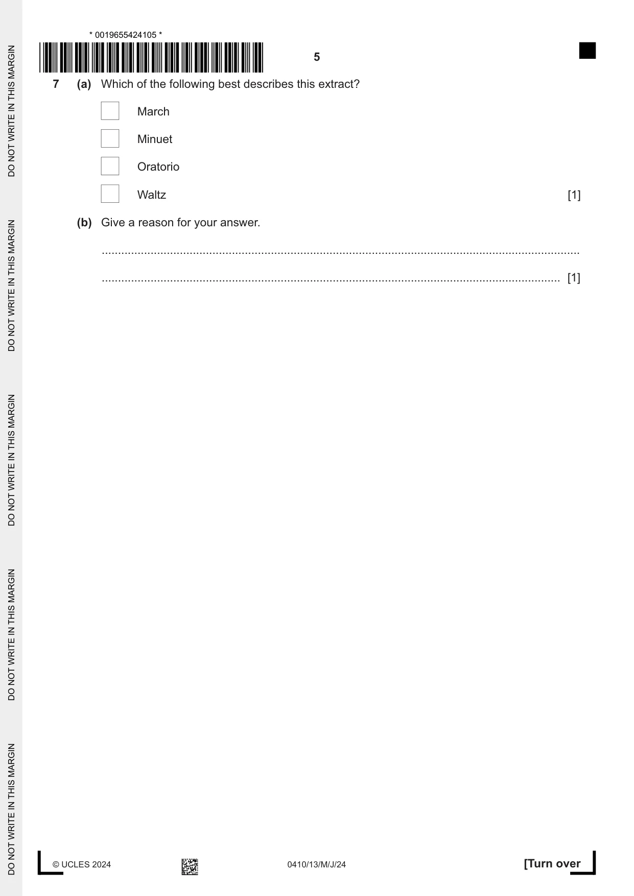 Cambridge IGCSE Music 0410 2024 May/June Paper 1 · Variant 3 question paper, page 5 of 16