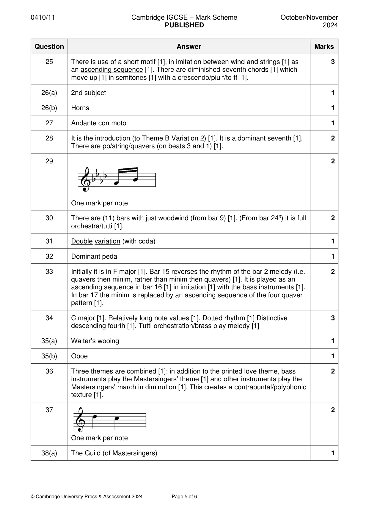 Mark scheme, page 5 of 6