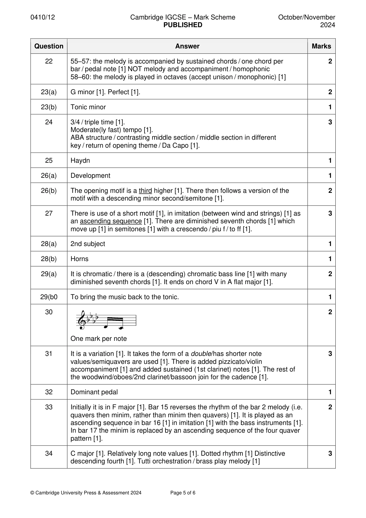 Mark scheme, page 5 of 6