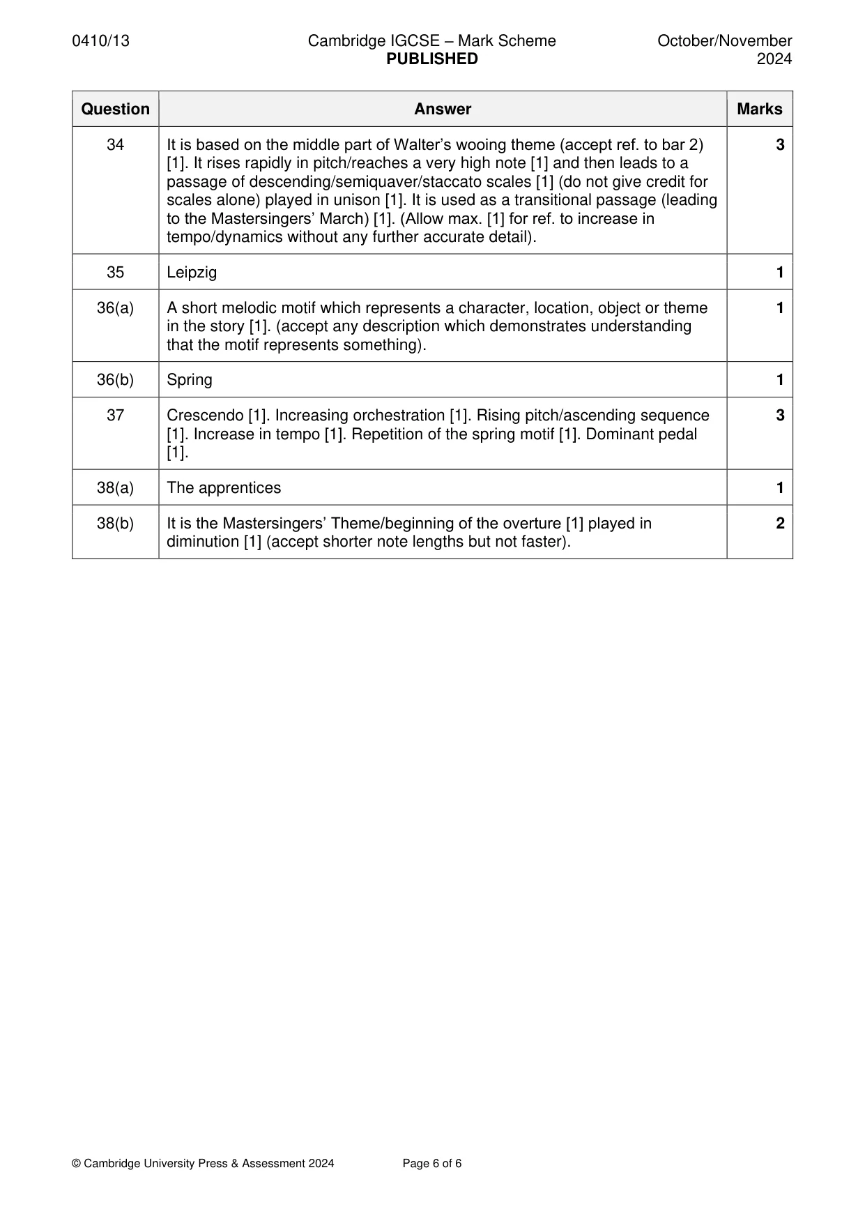 Mark scheme, page 6 of 6