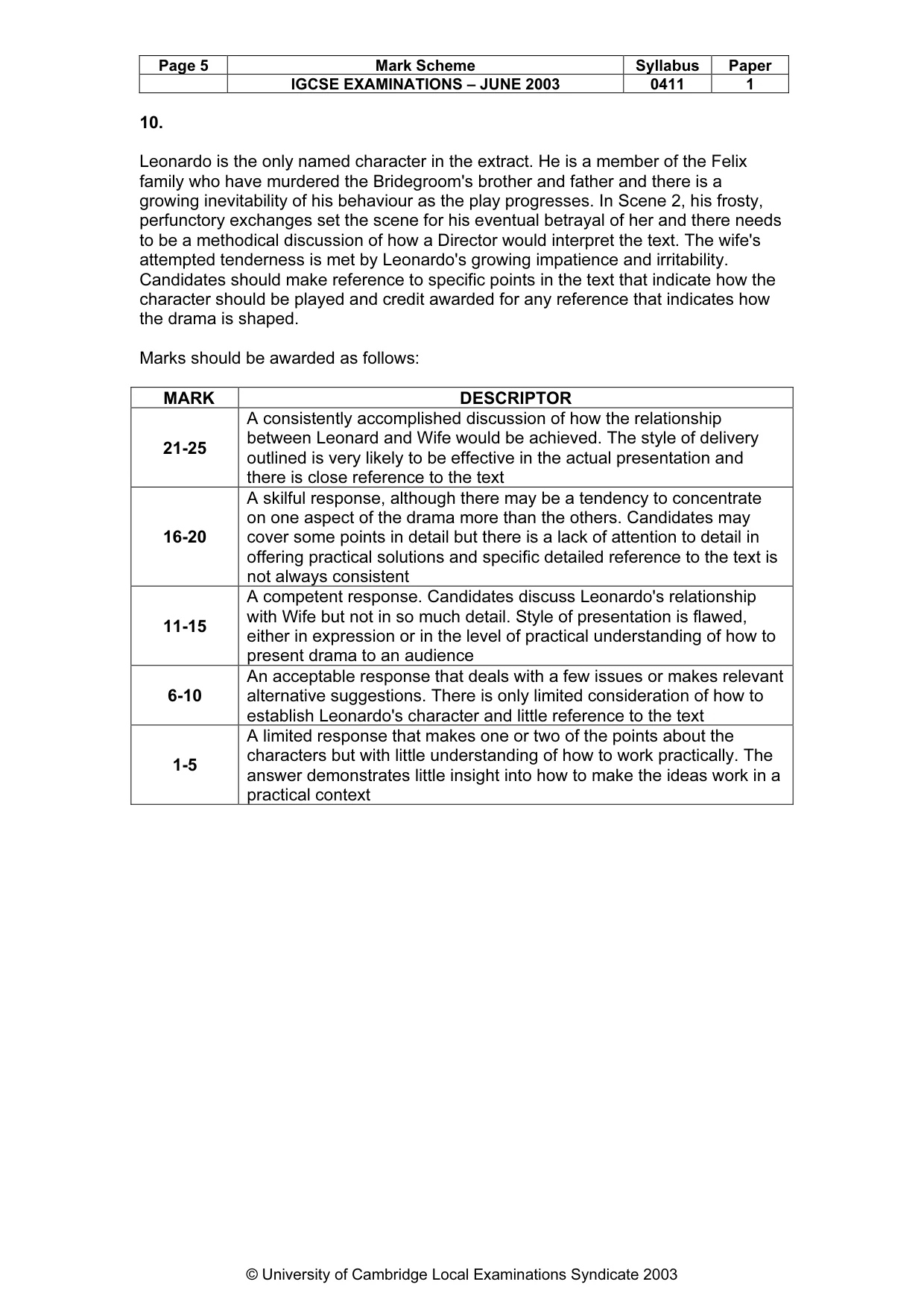 Mark scheme, page 6 of 11