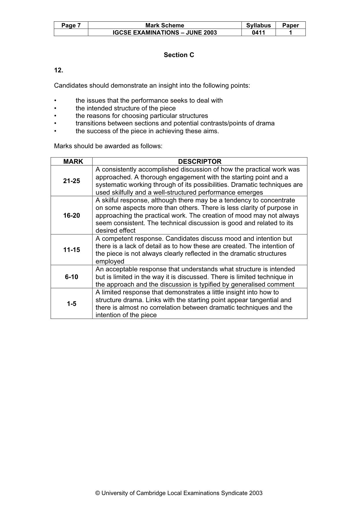 Mark scheme, page 8 of 11