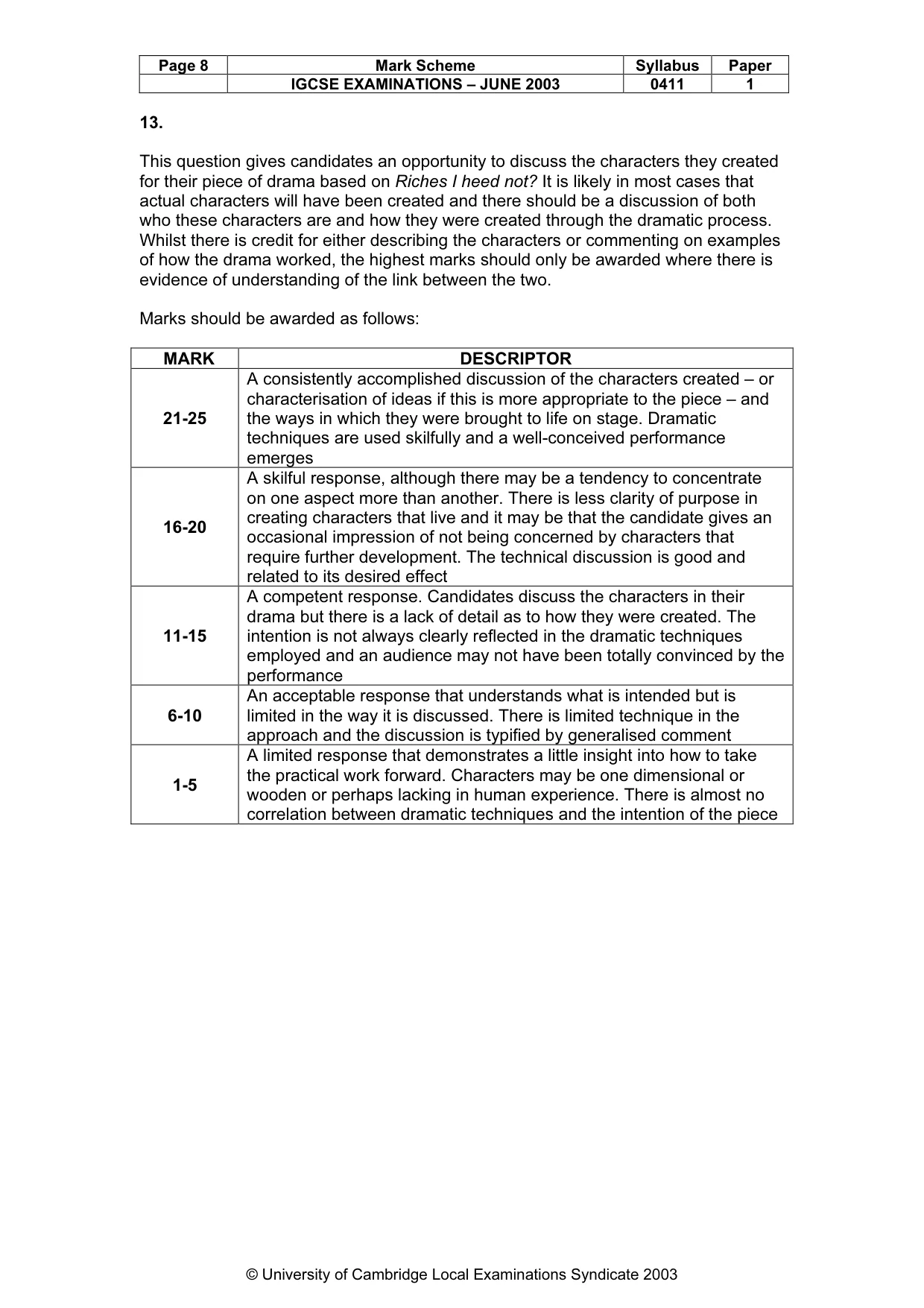 Mark scheme, page 9 of 11
