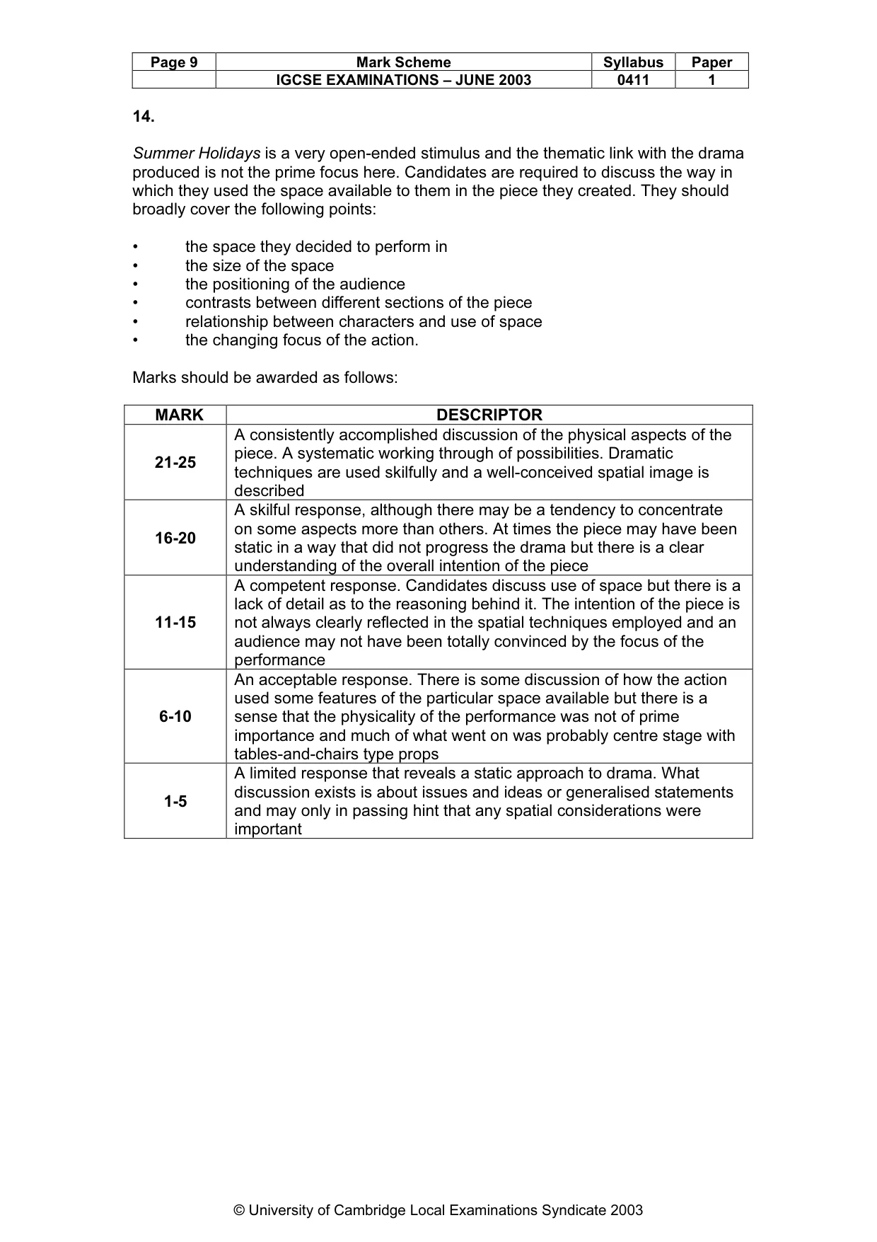 Mark scheme, page 10 of 11