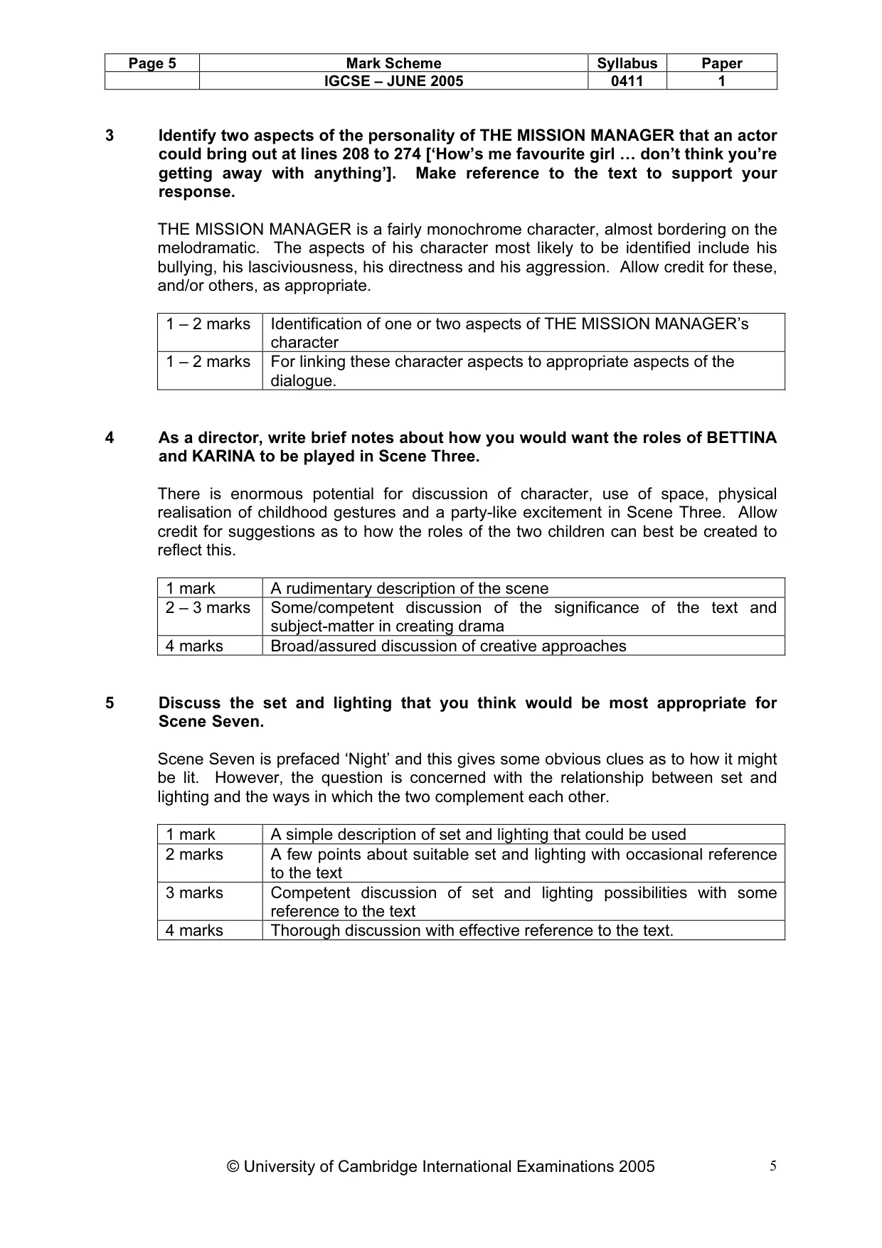 Mark scheme, page 5 of 12