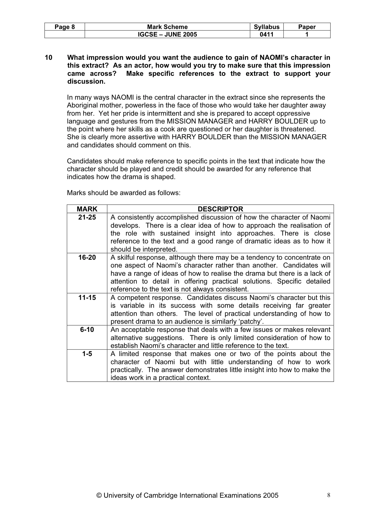 Mark scheme, page 8 of 12