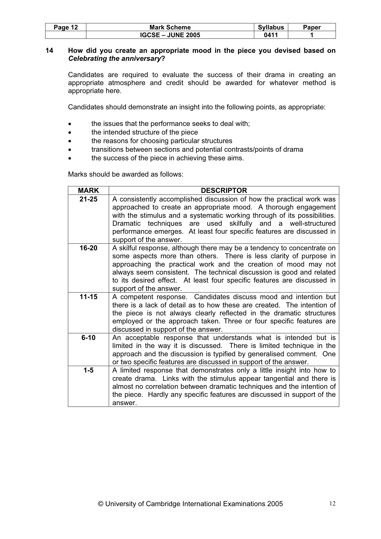 Mark scheme, page 12 of 12