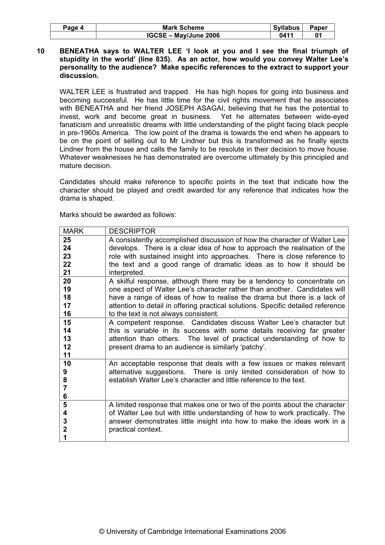 Mark scheme, page 5 of 9