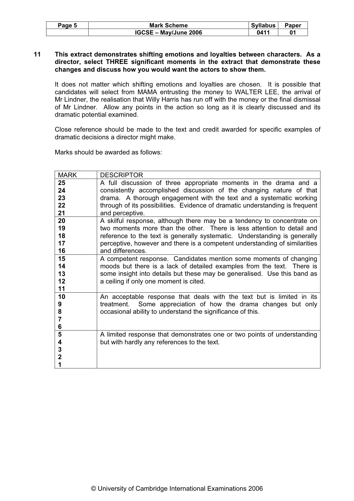 Mark scheme, page 6 of 9