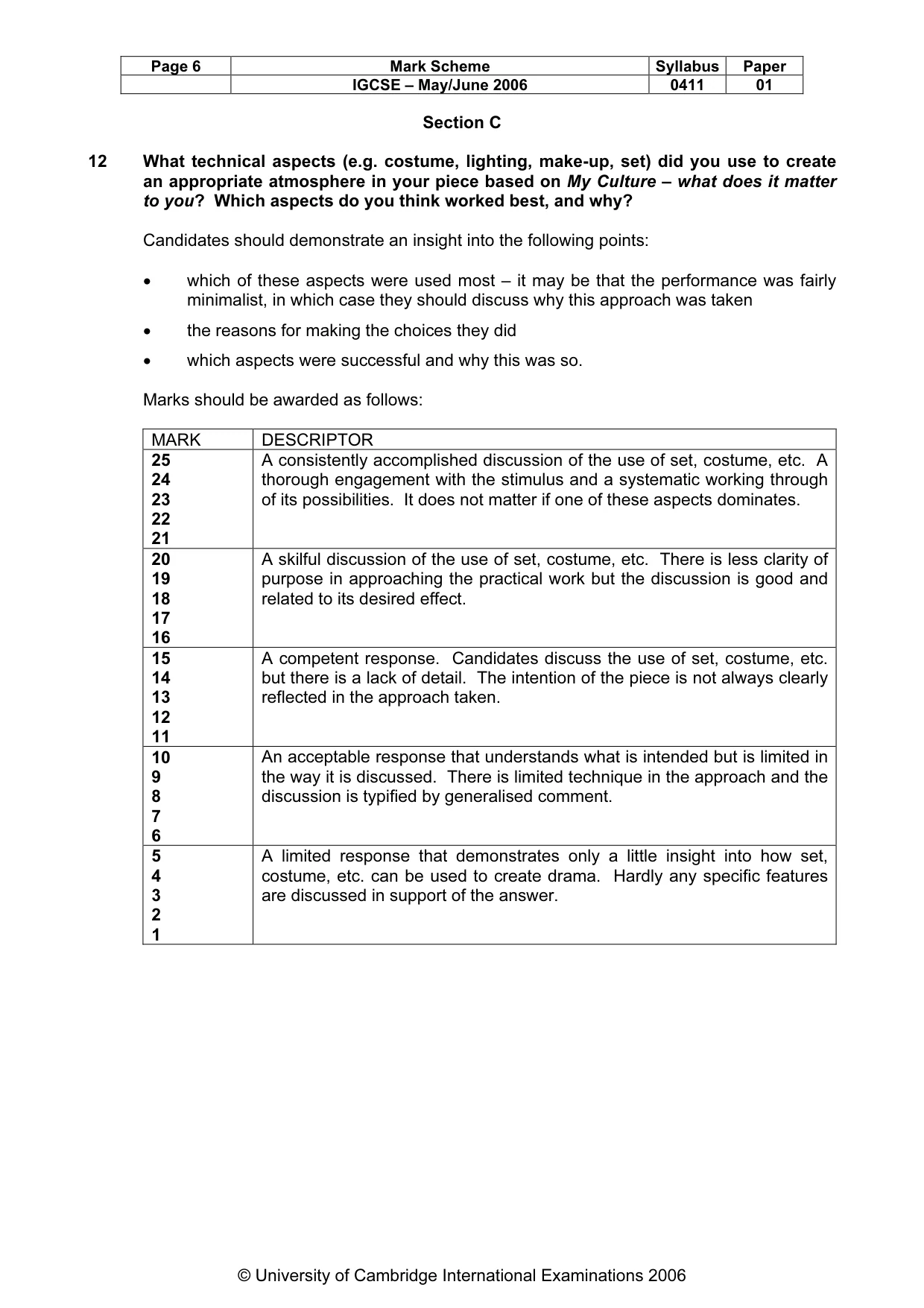 Mark scheme, page 7 of 9