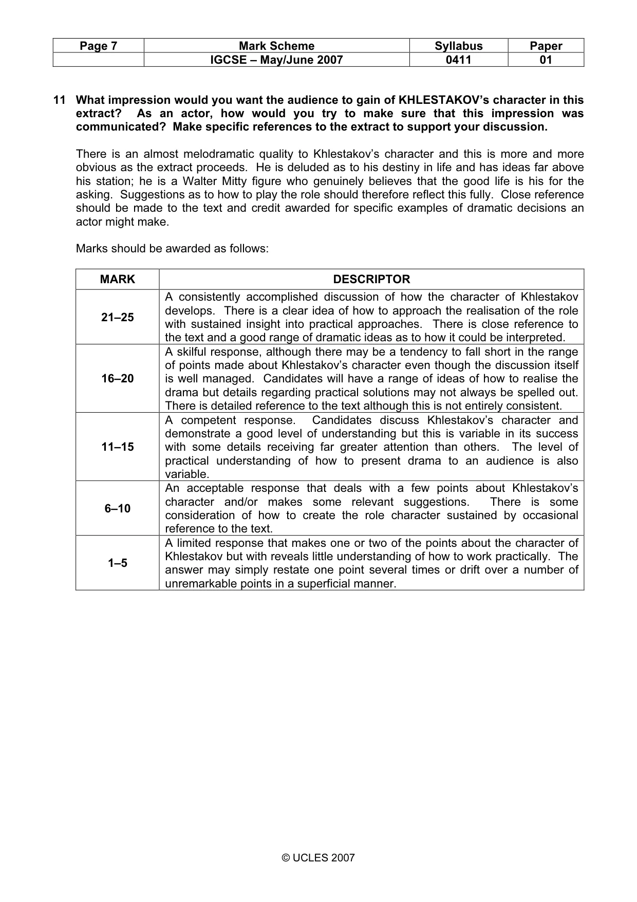 Mark scheme, page 7 of 10