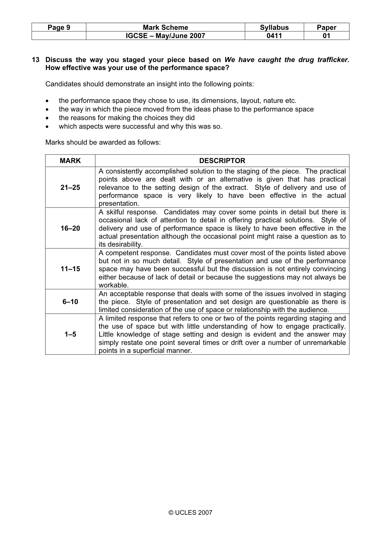 Mark scheme, page 9 of 10