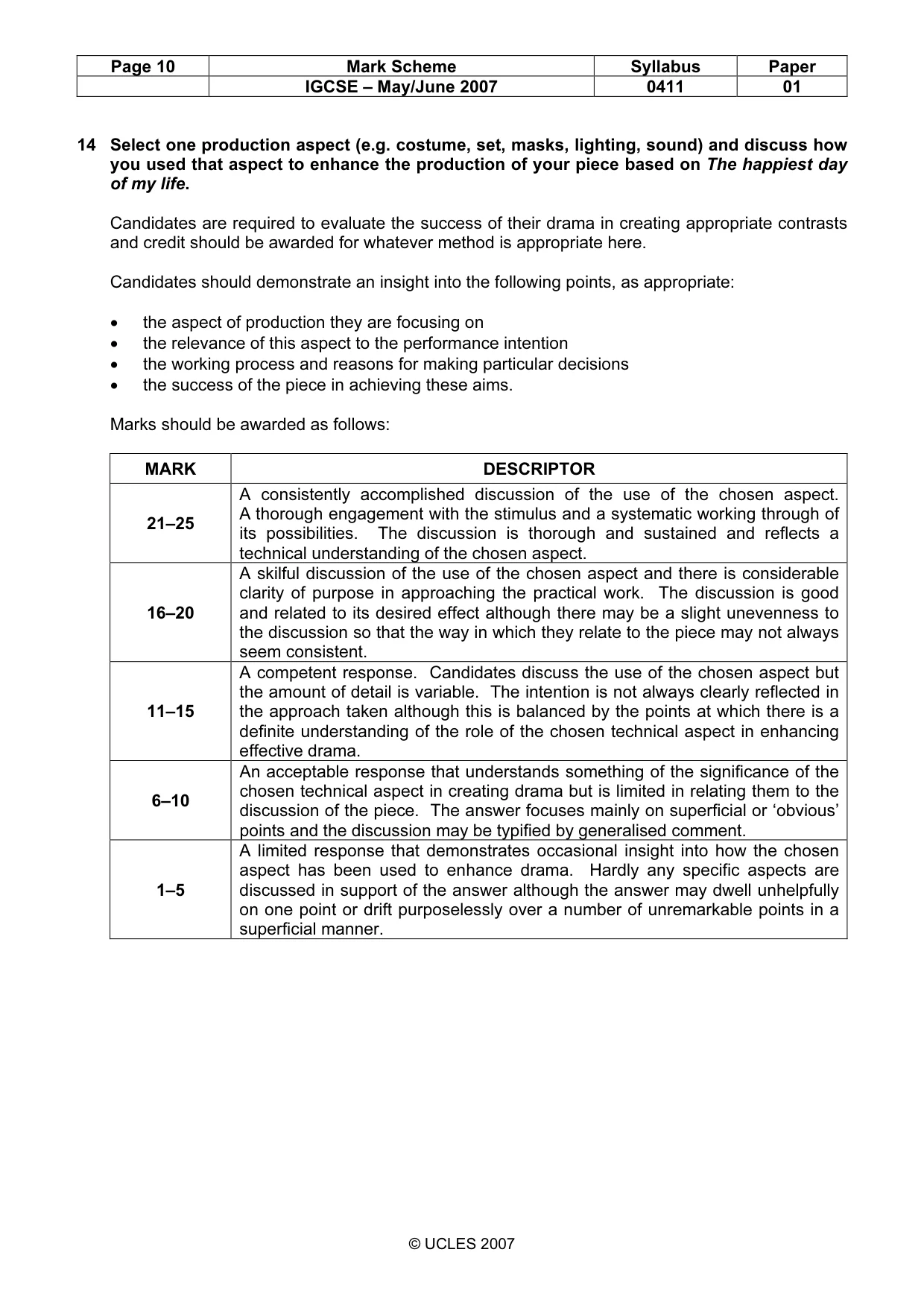 Mark scheme, page 10 of 10