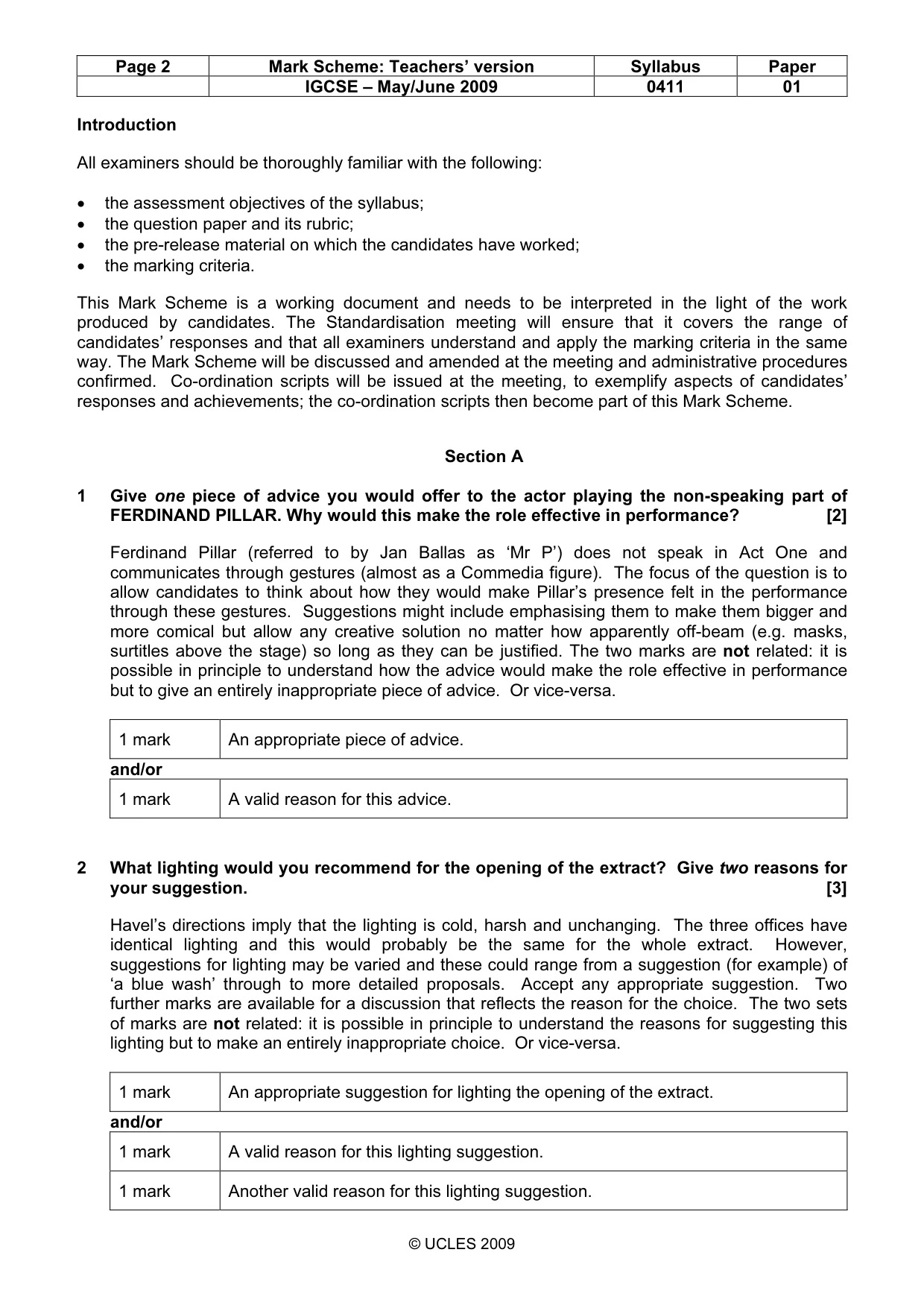 Mark scheme, page 2 of 11