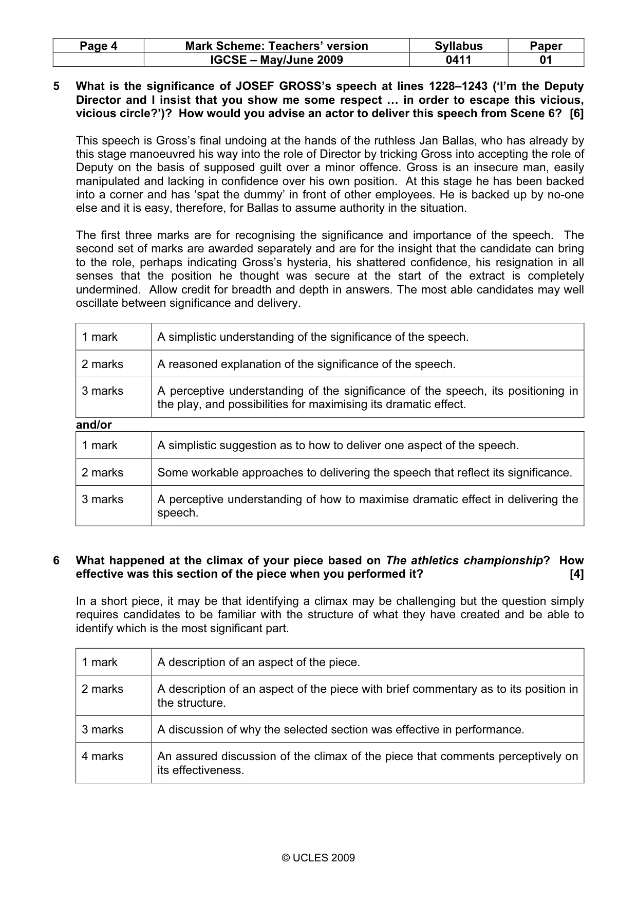Mark scheme, page 4 of 11