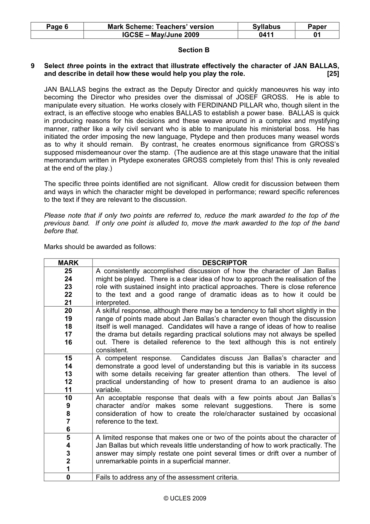 Mark scheme, page 6 of 11