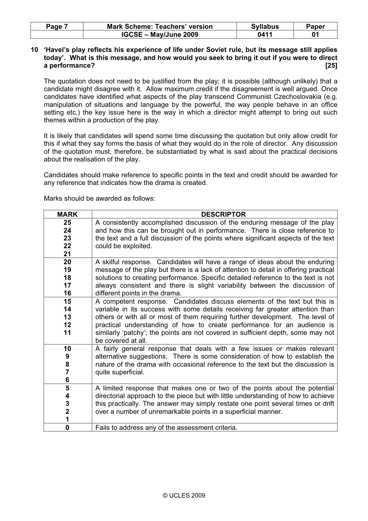 Mark scheme, page 7 of 11