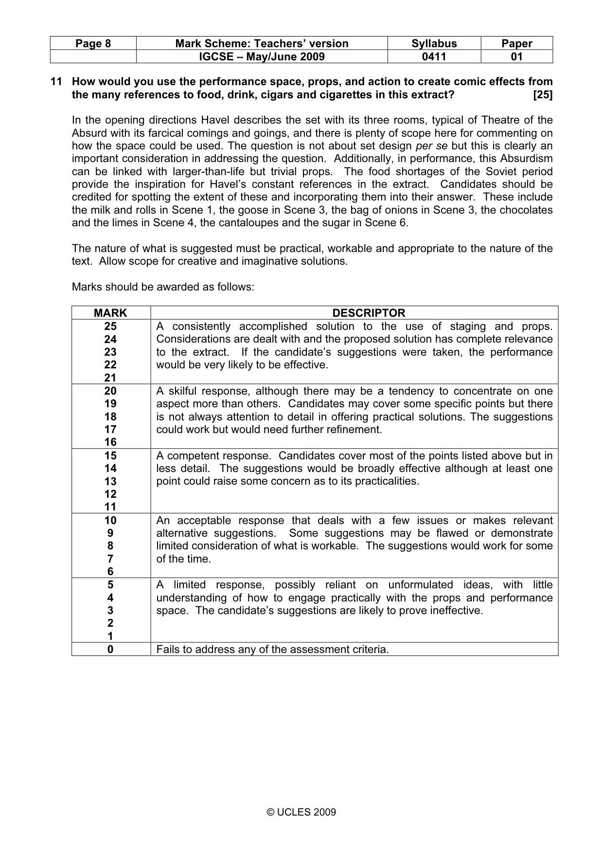 Mark scheme, page 8 of 11