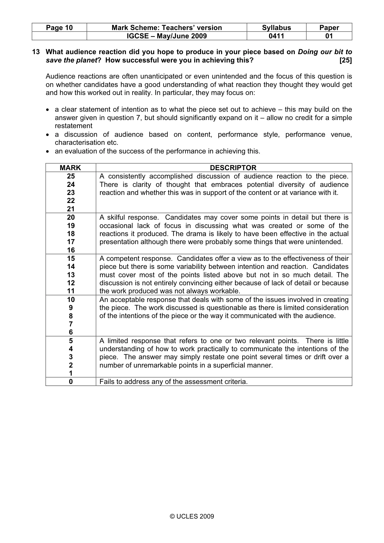 Mark scheme, page 10 of 11