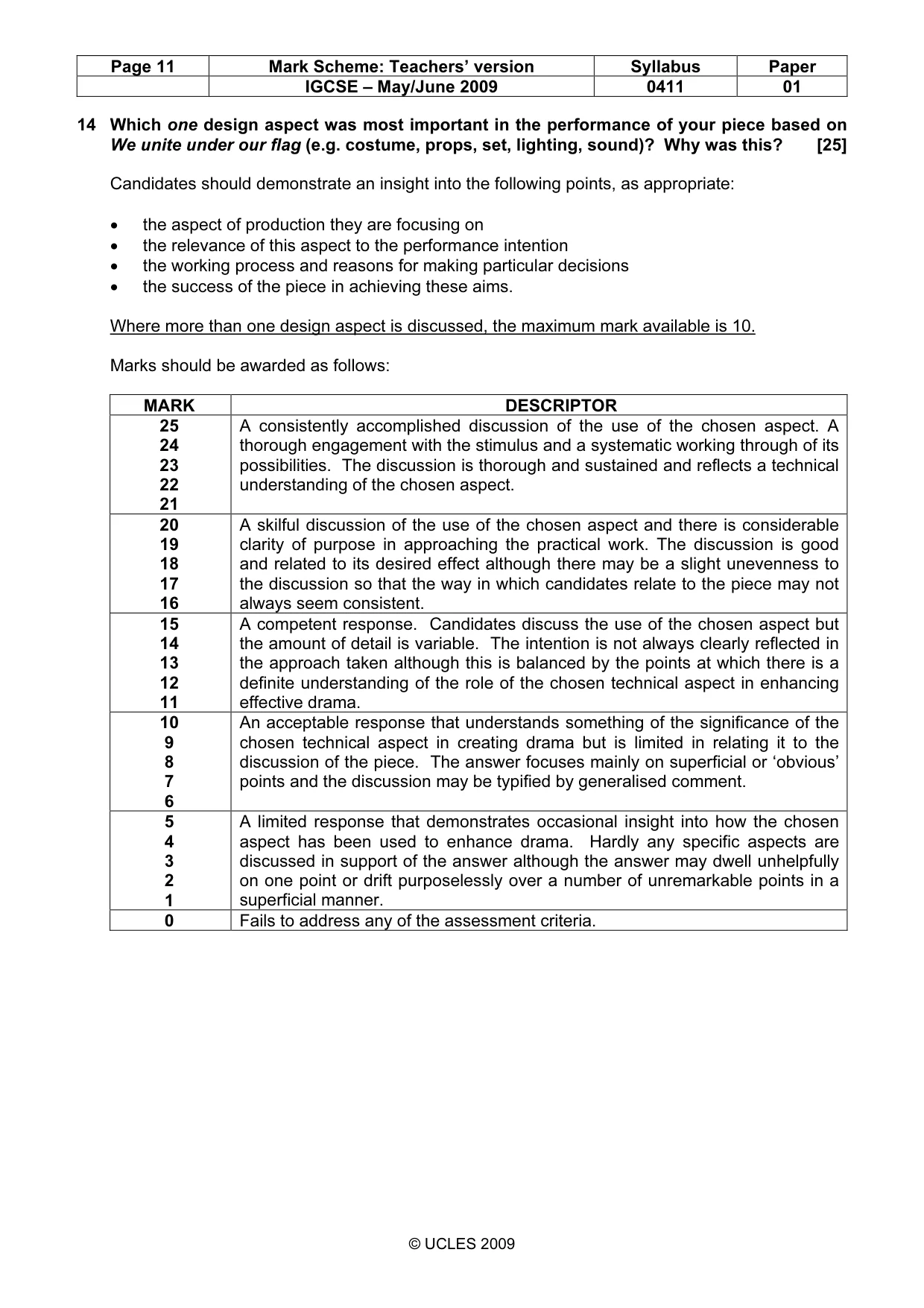 Mark scheme, page 11 of 11