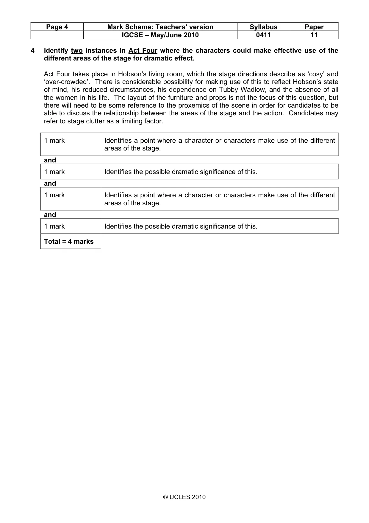 Mark scheme, page 4 of 14