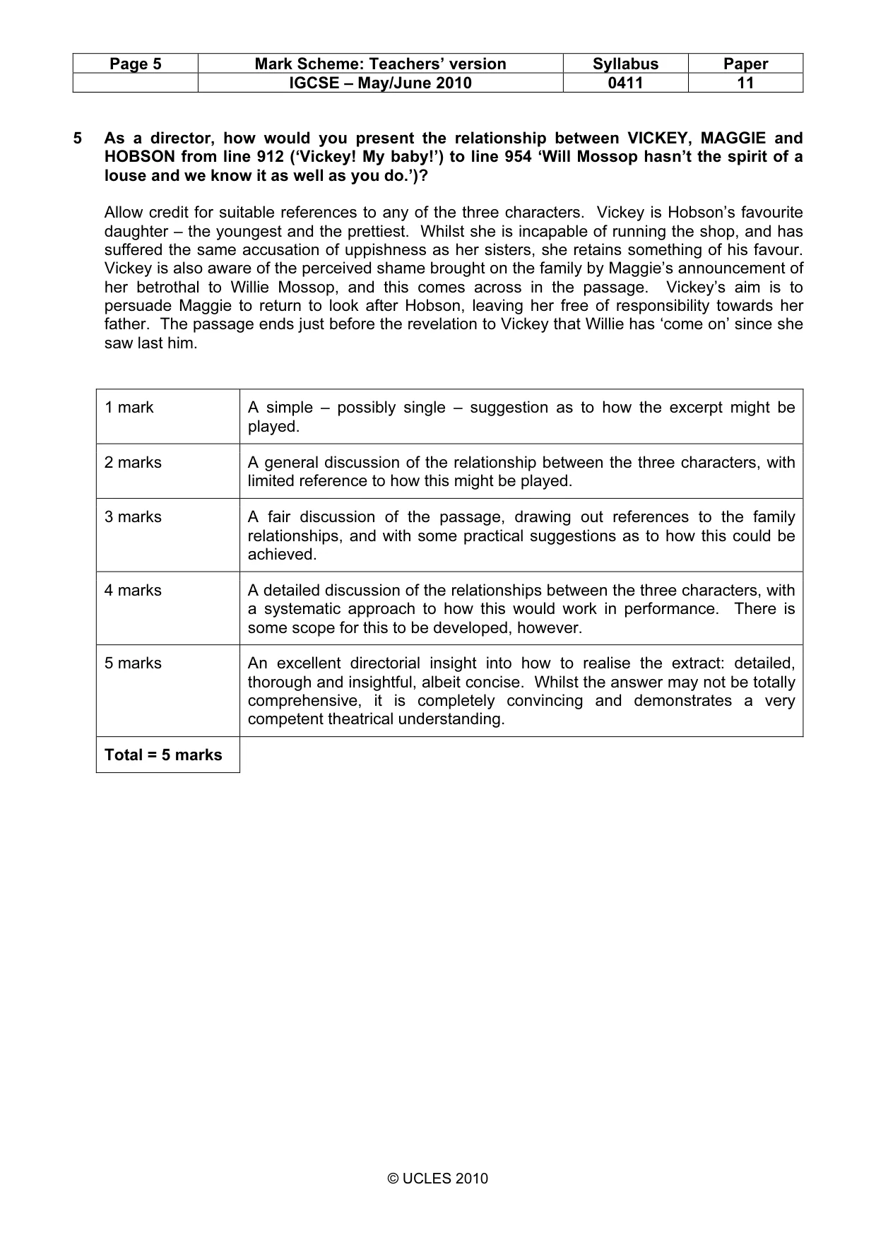 Mark scheme, page 5 of 14