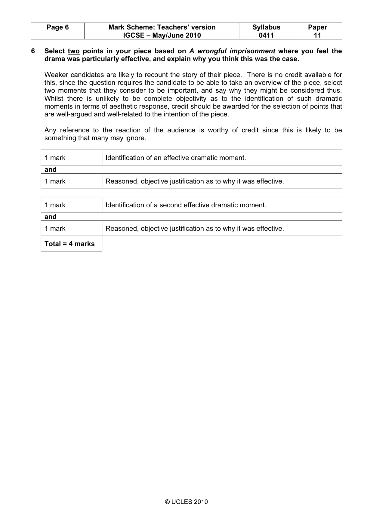 Mark scheme, page 6 of 14