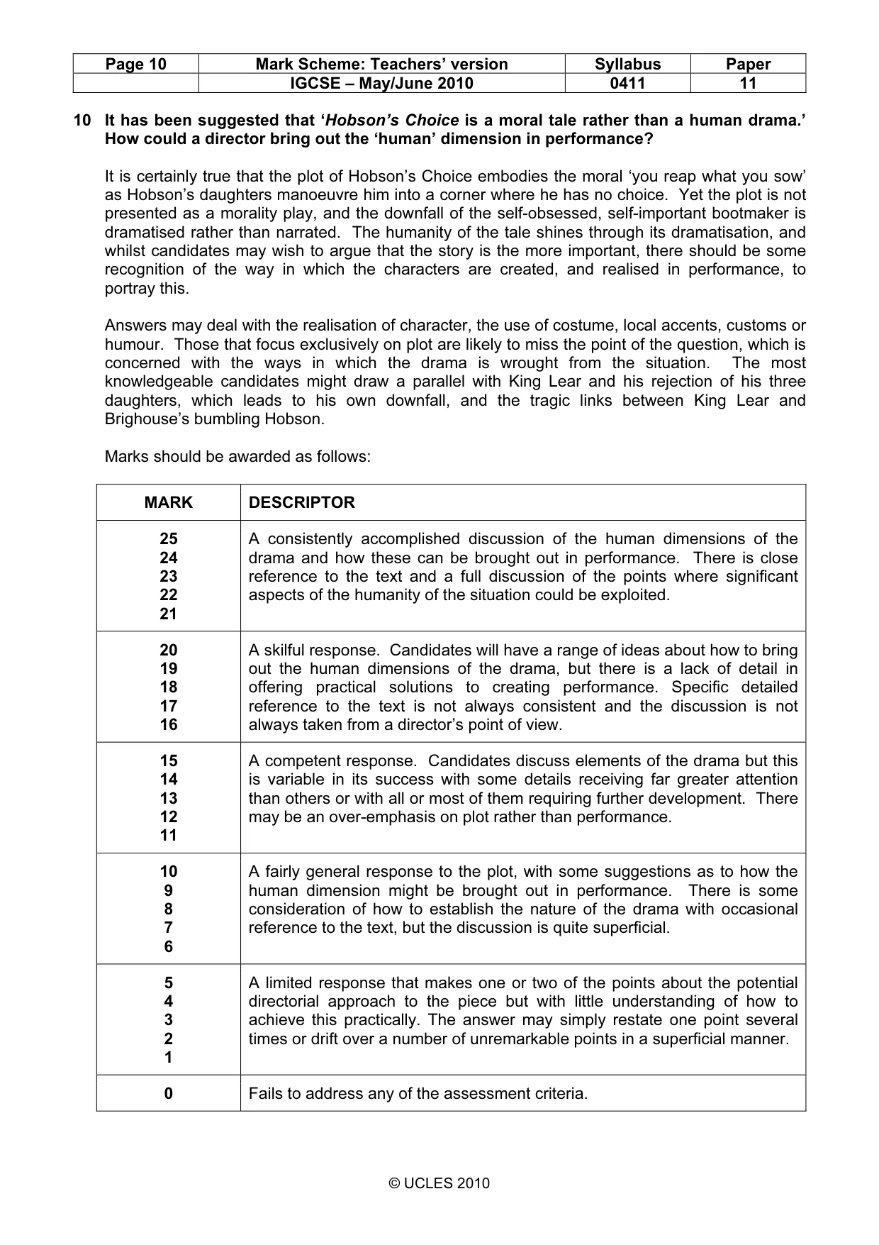 Mark scheme, page 10 of 14