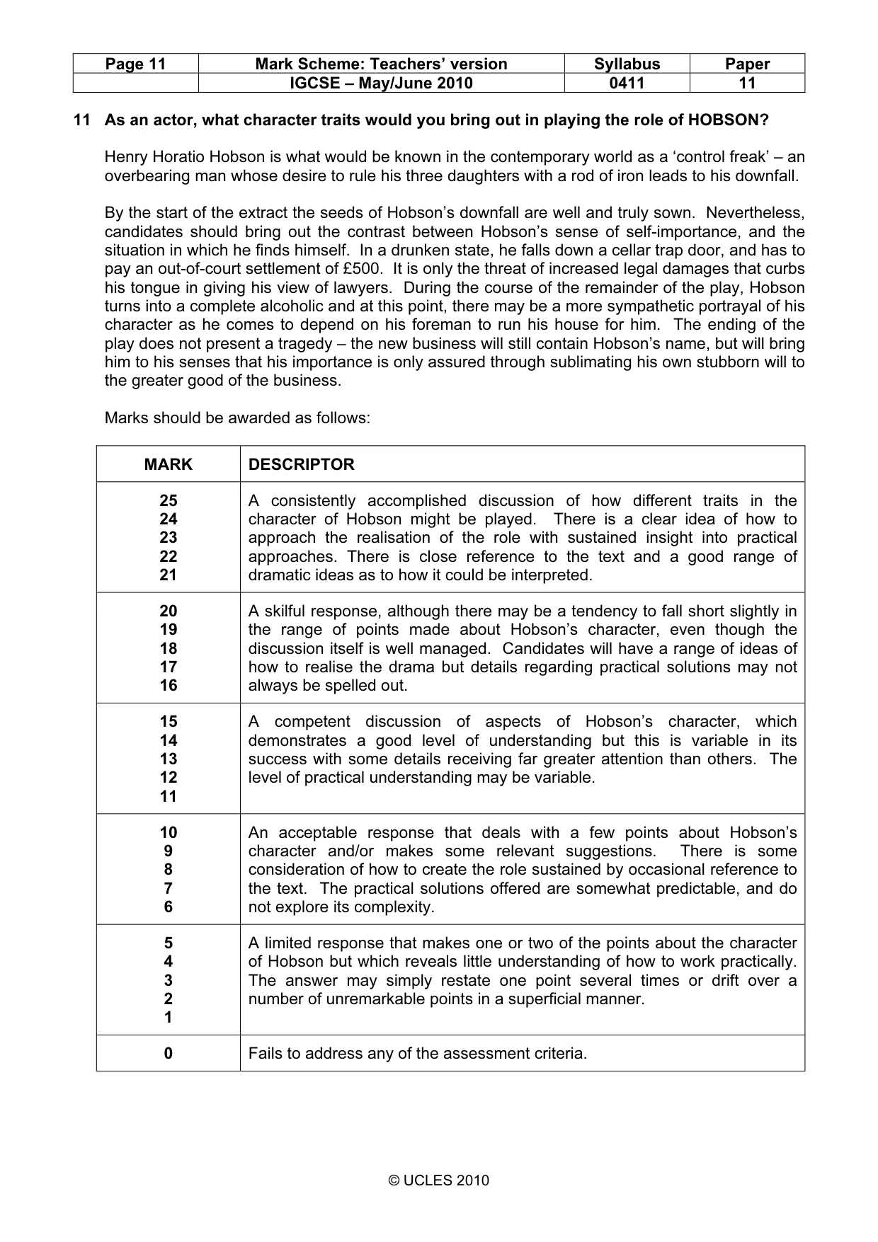 Mark scheme, page 11 of 14