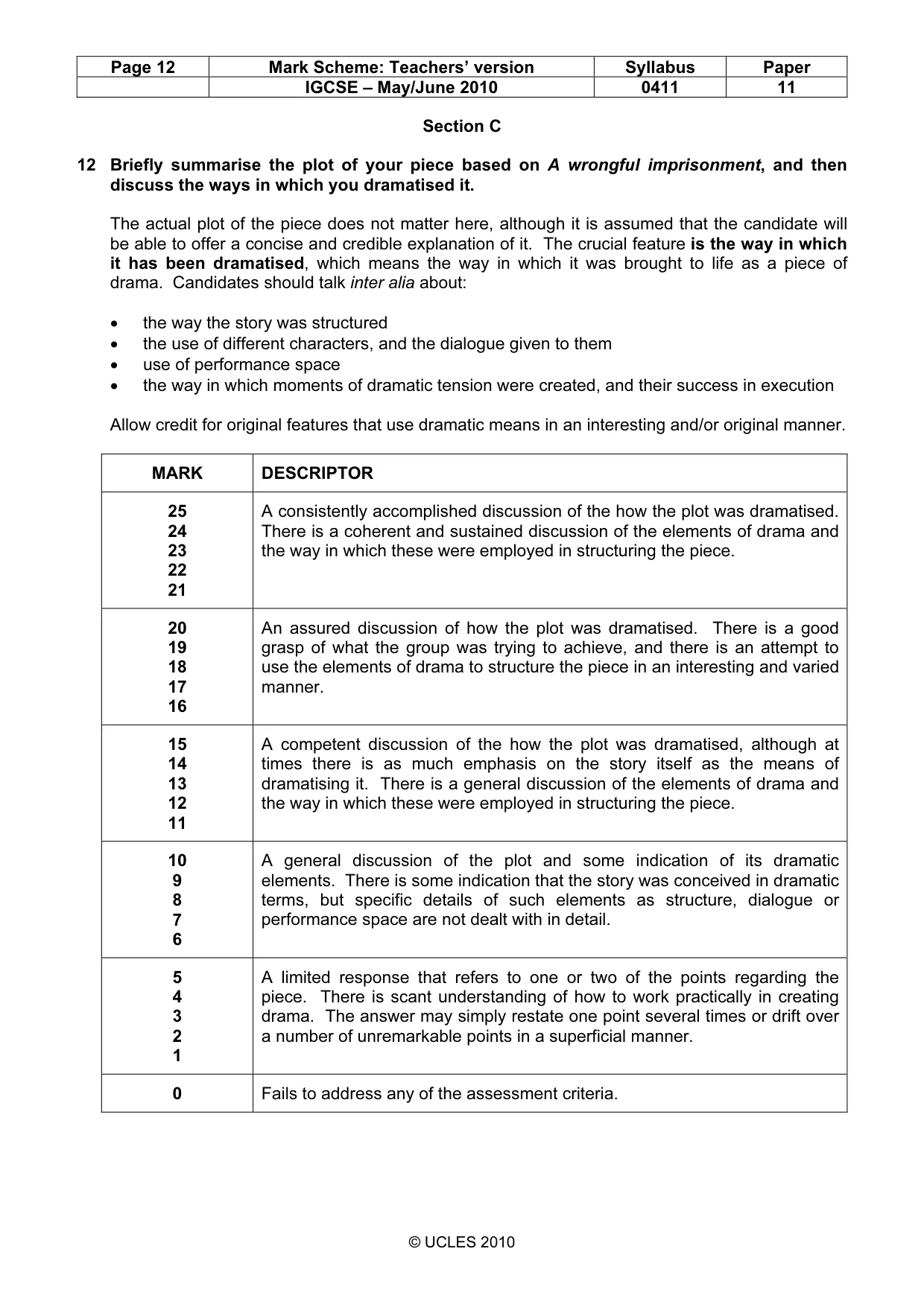 Mark scheme, page 12 of 14