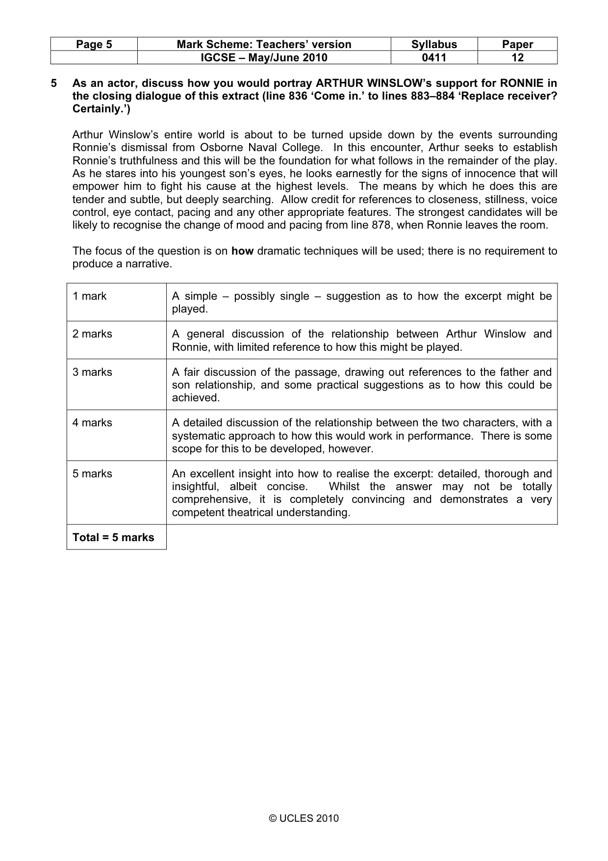 Mark scheme, page 5 of 14
