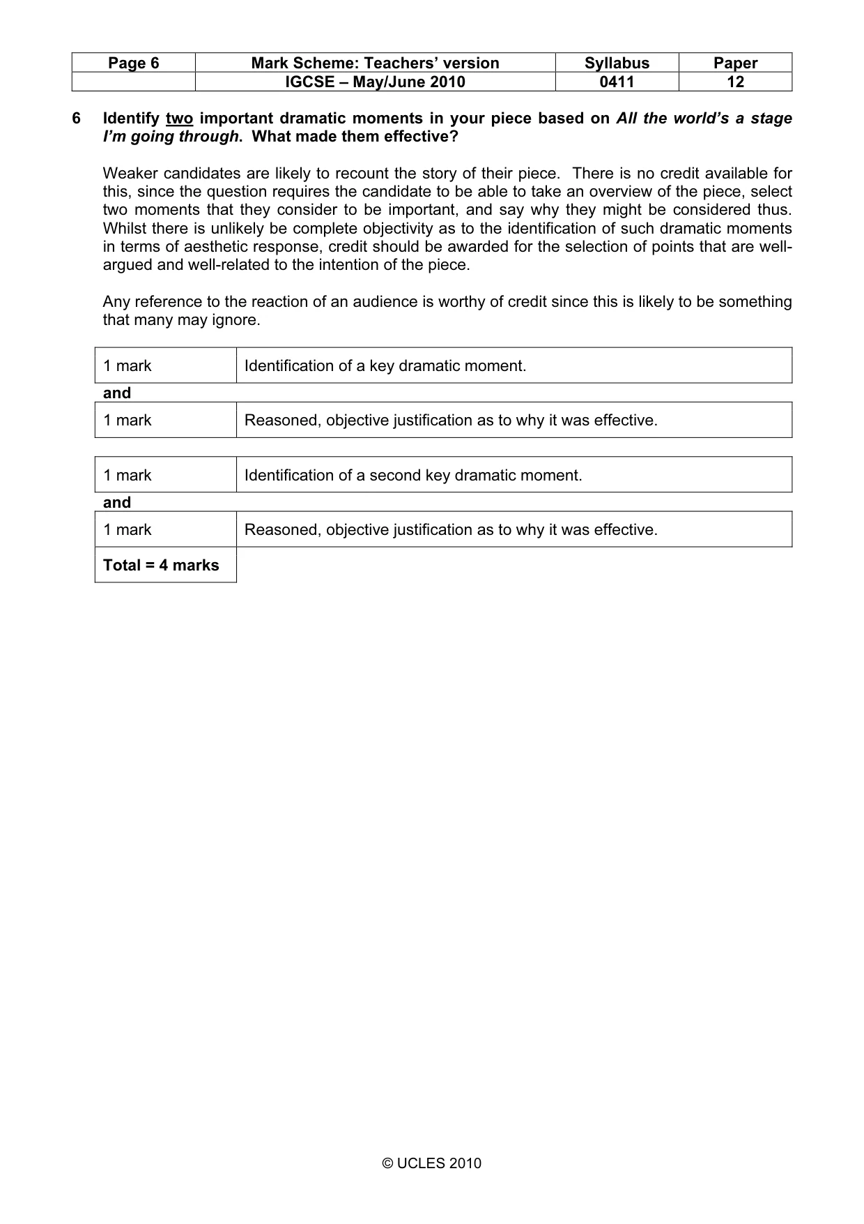 Mark scheme, page 6 of 14