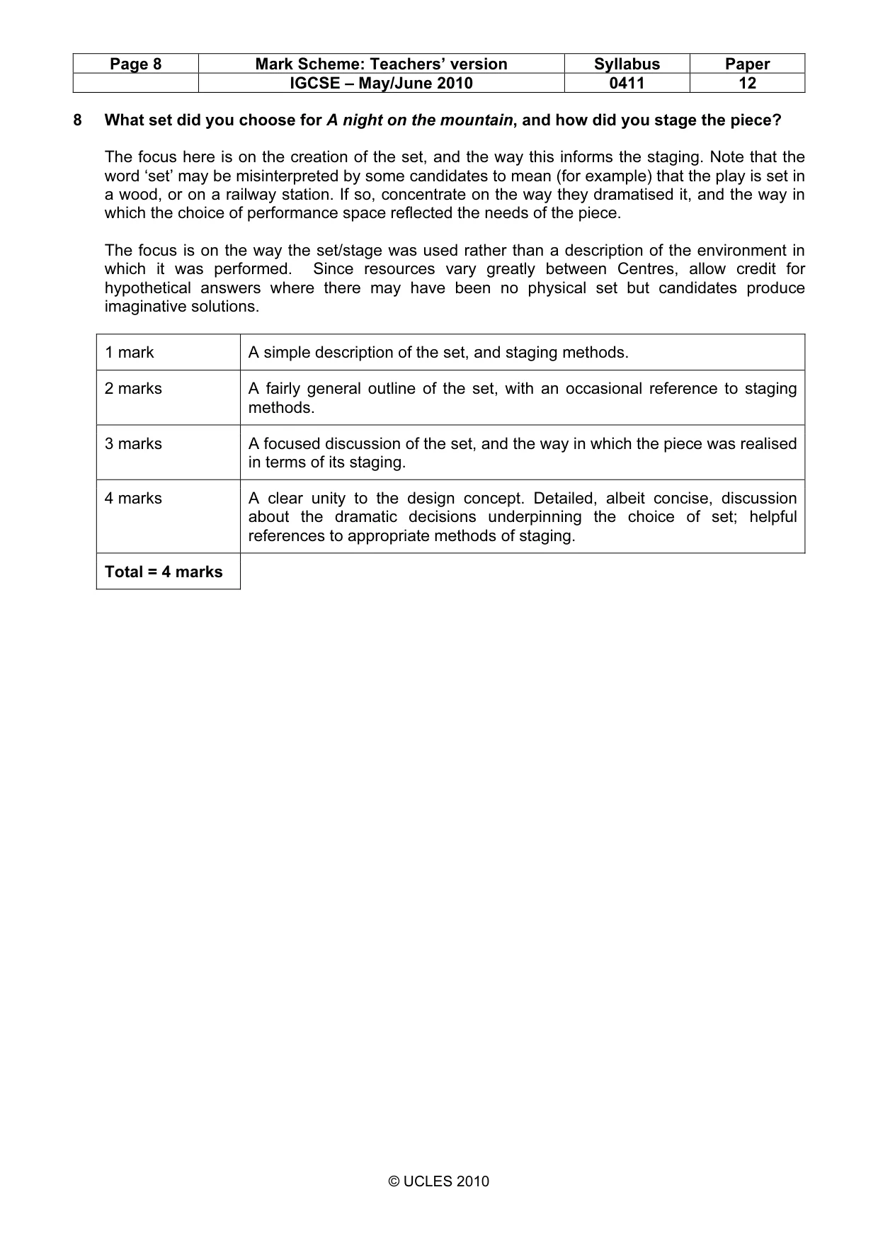 Mark scheme, page 8 of 14