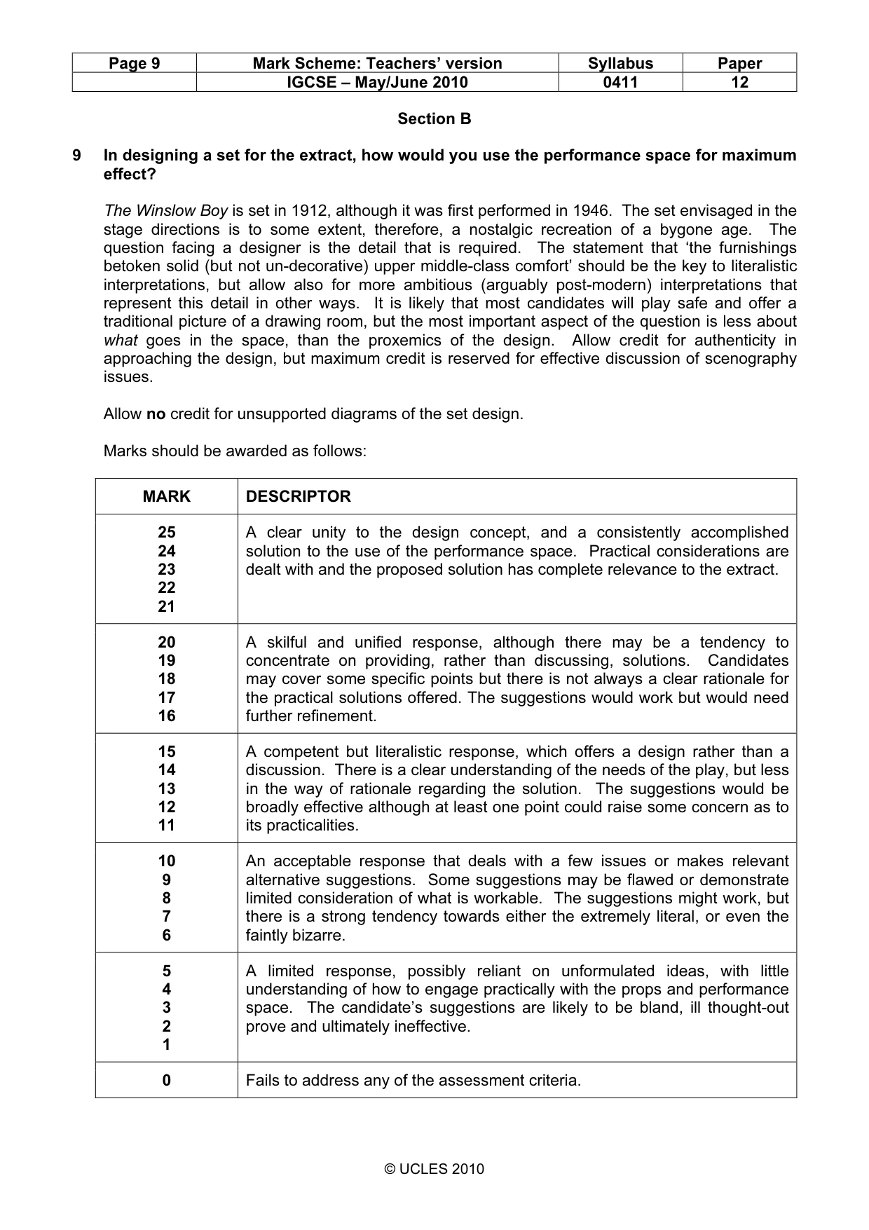 Mark scheme, page 9 of 14