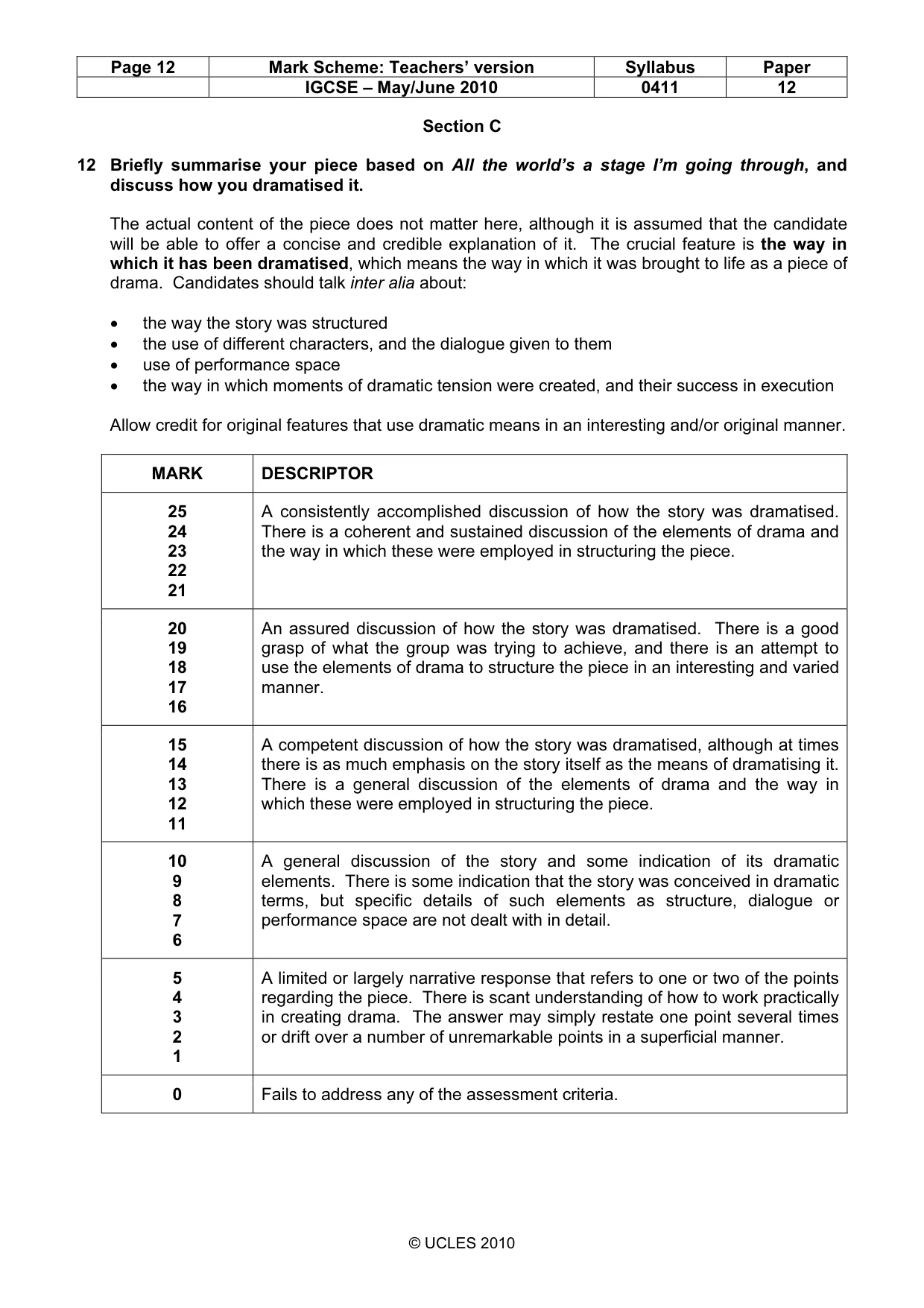 Mark scheme, page 12 of 14
