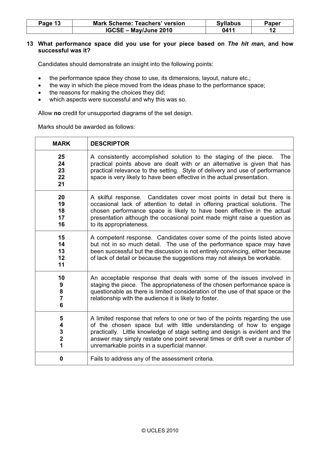 Mark scheme, page 13 of 14