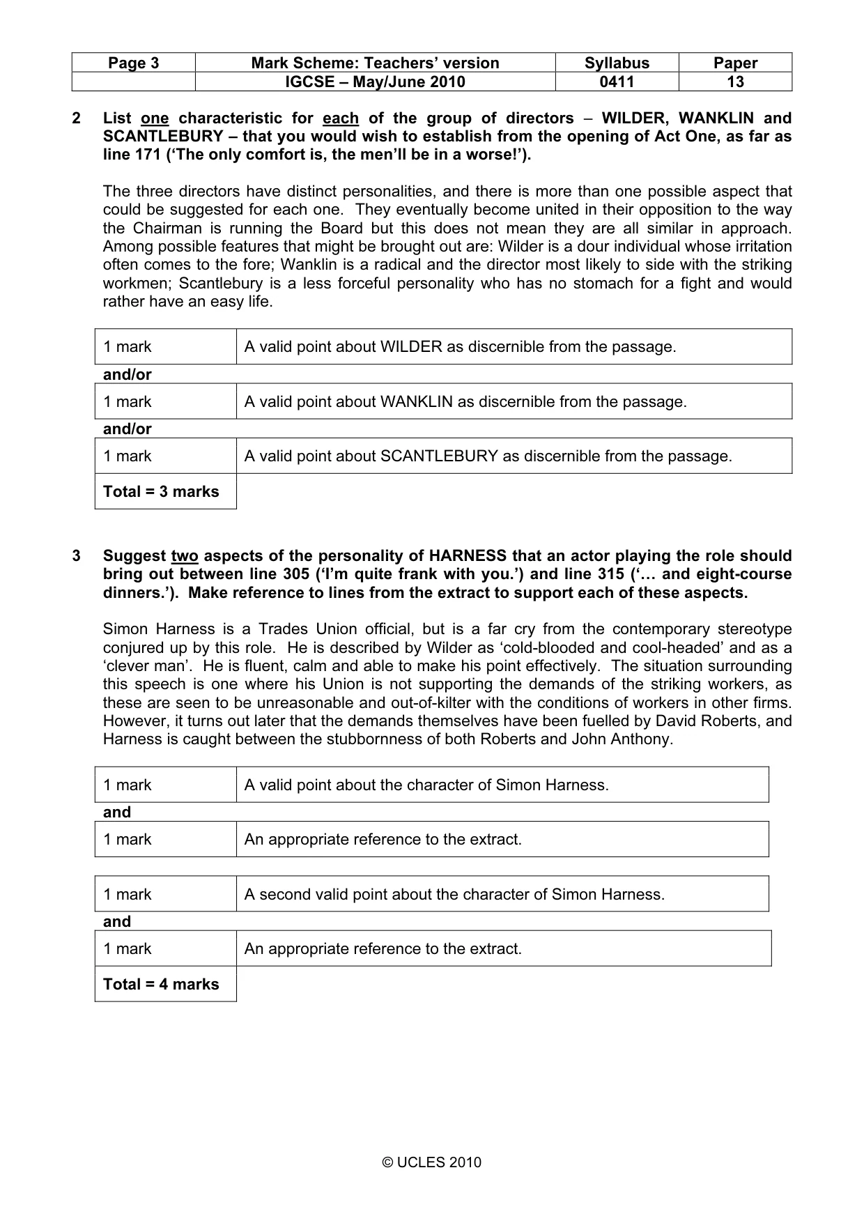 Mark scheme, page 3 of 13