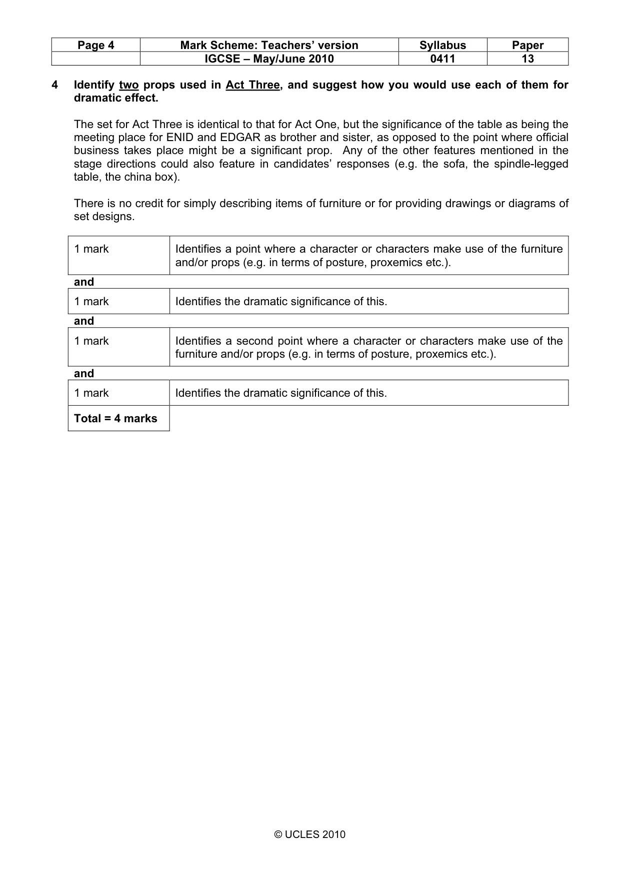 Mark scheme, page 4 of 13