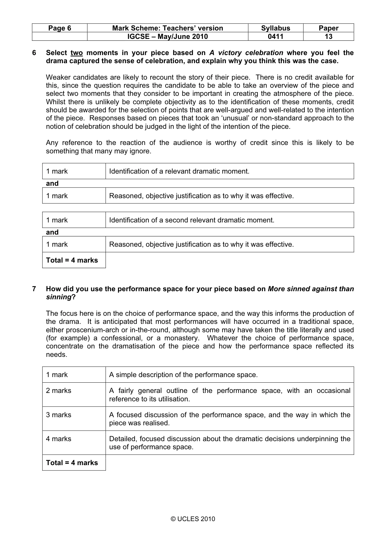 Mark scheme, page 6 of 13