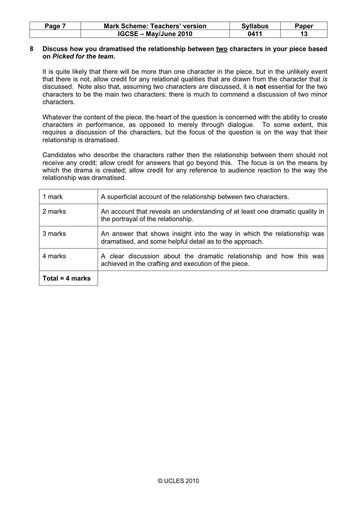 Mark scheme, page 7 of 13