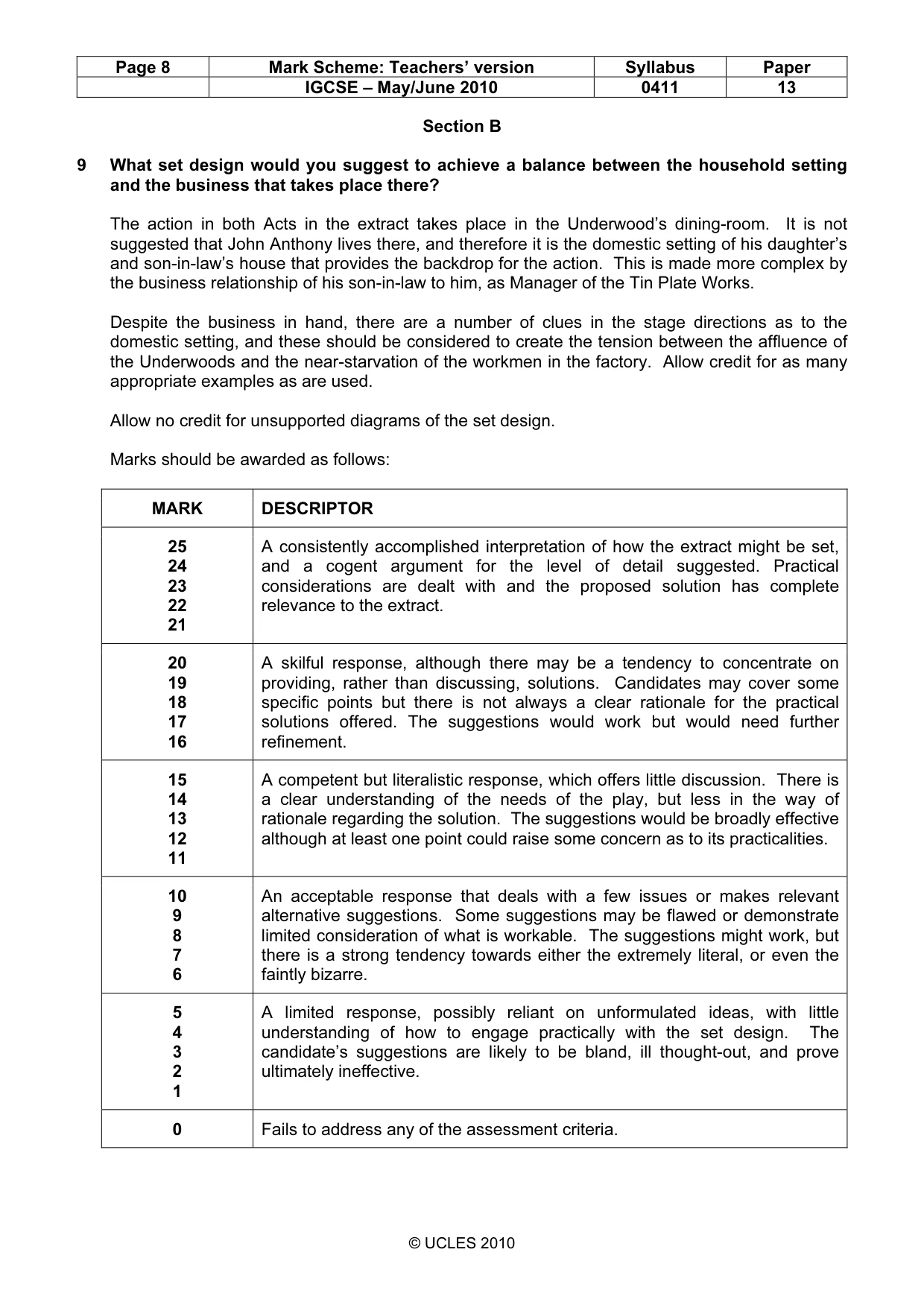 Mark scheme, page 8 of 13