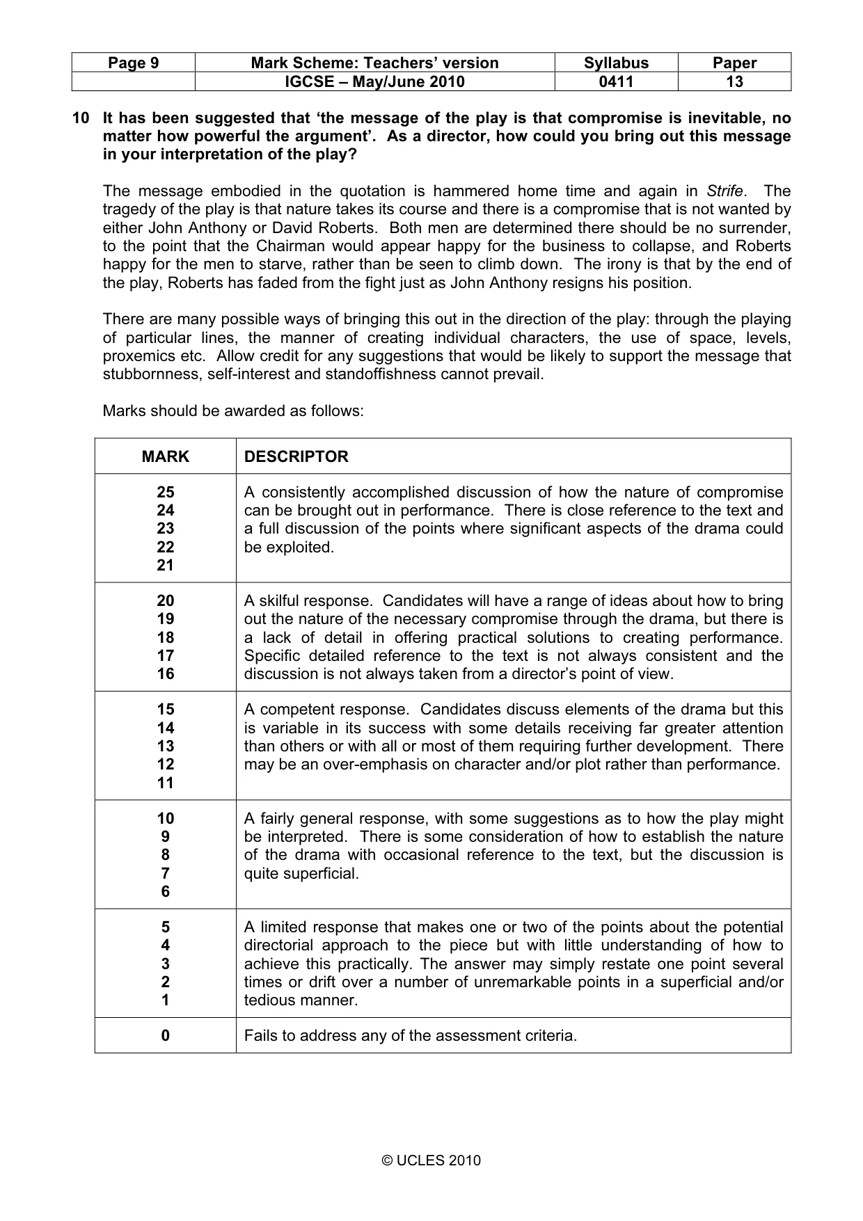 Mark scheme, page 9 of 13