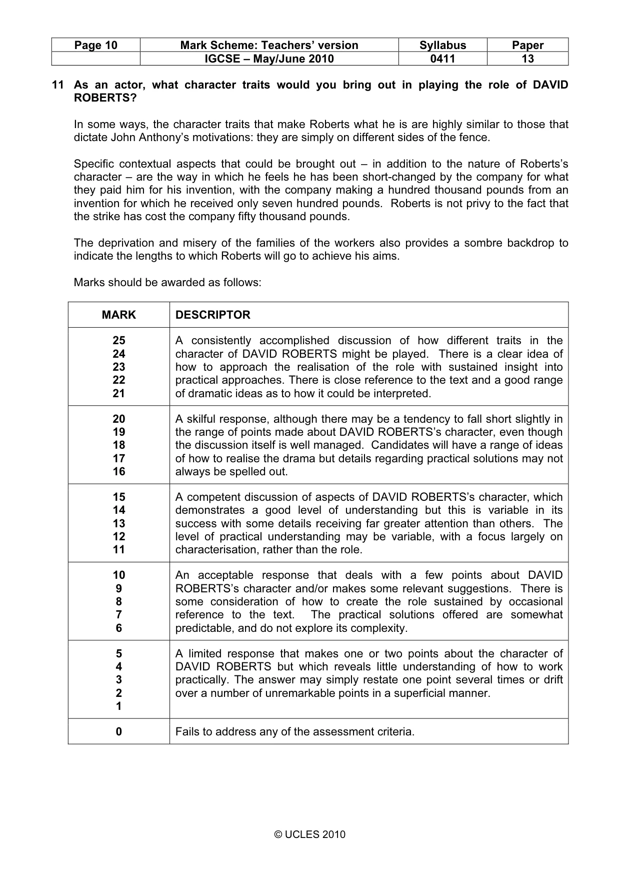 Mark scheme, page 10 of 13