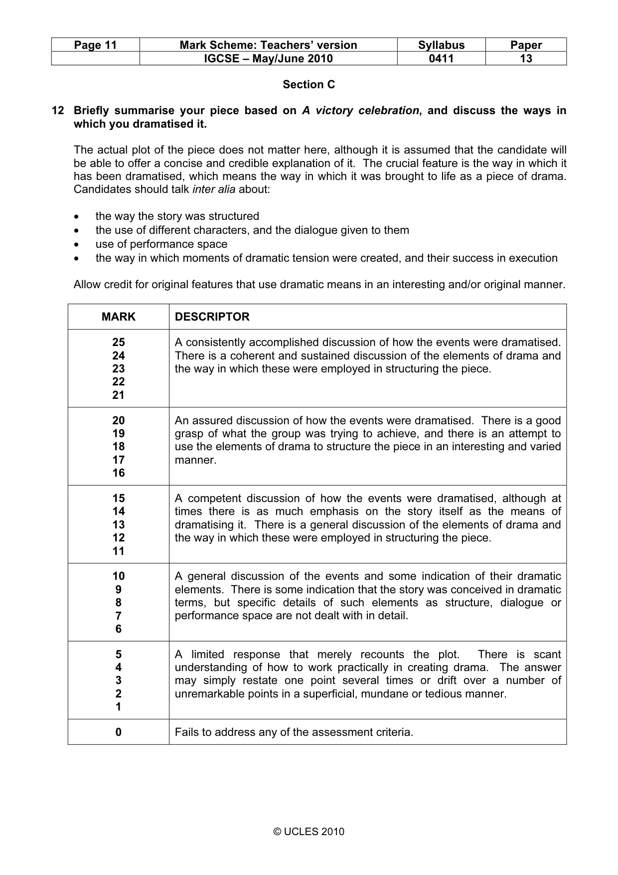 Mark scheme, page 11 of 13