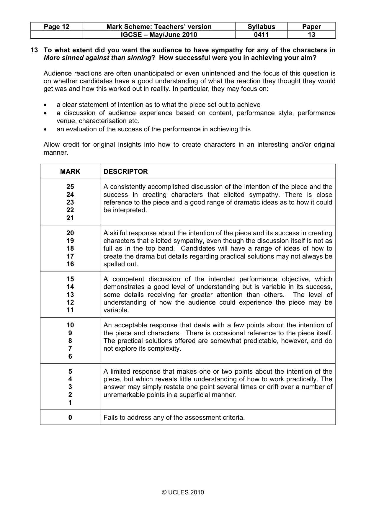 Mark scheme, page 12 of 13
